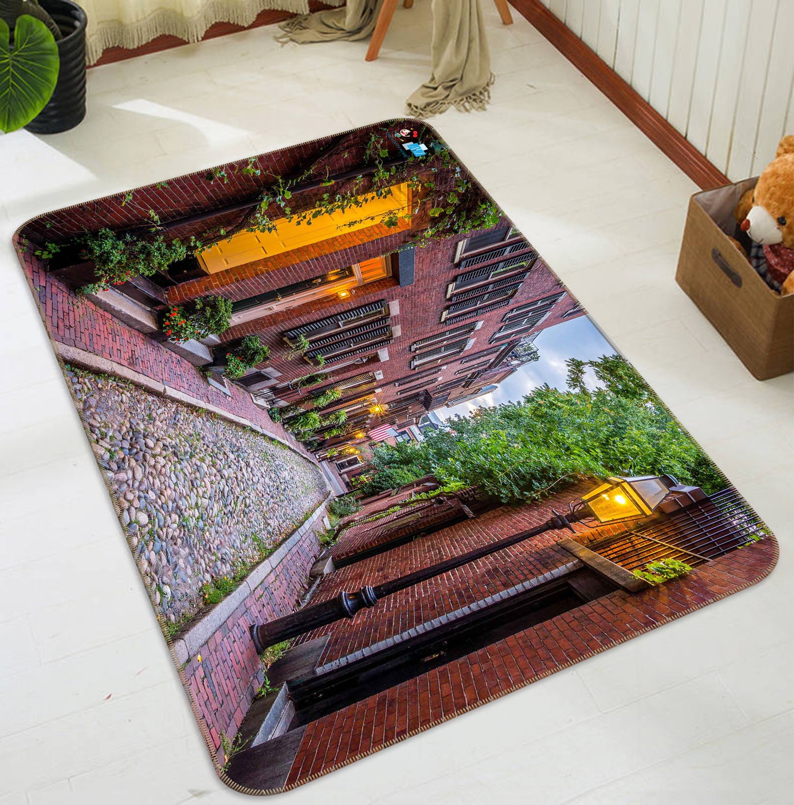 3D Red Brick Street 66055 Non Slip Rug Mat