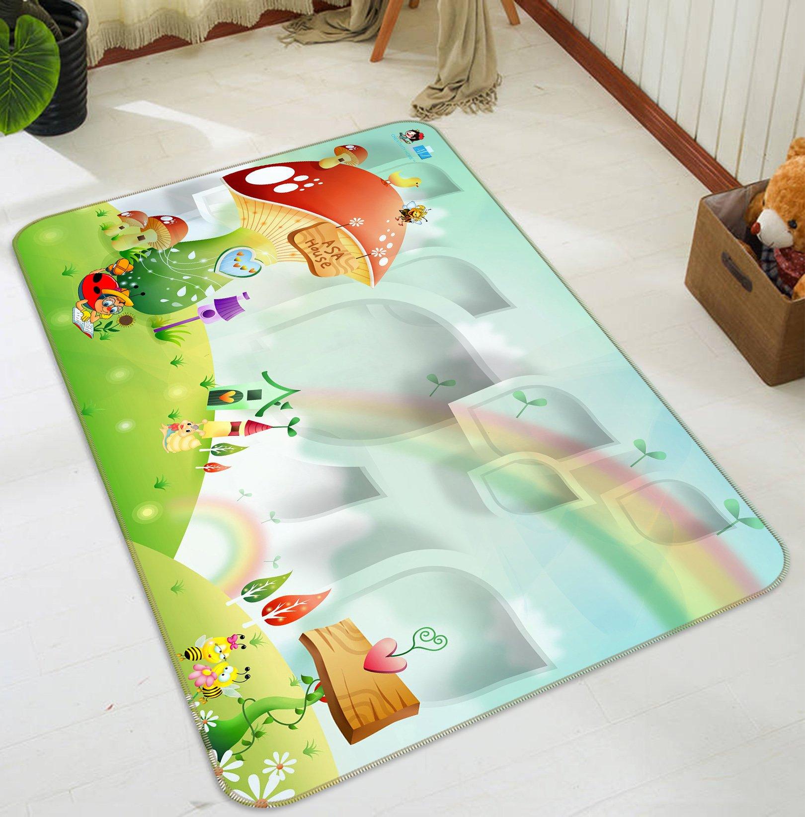 3D Rainbow Mushroom House 725 Non Slip Rug Mat Mat AJ Creativity Home