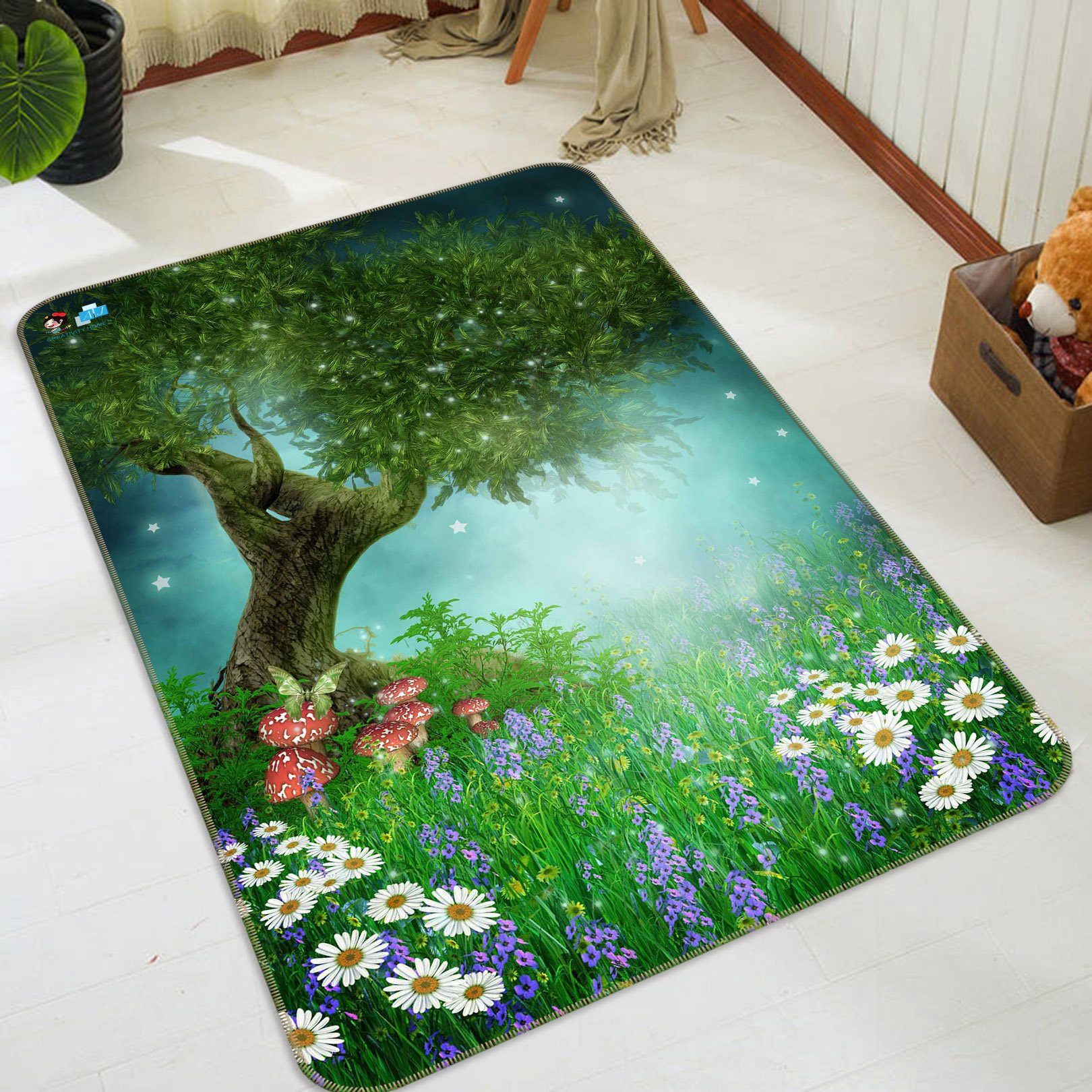 3D Tree Flowers Mushrooms 149 Non Slip Rug Mat Mat AJ Creativity Home
