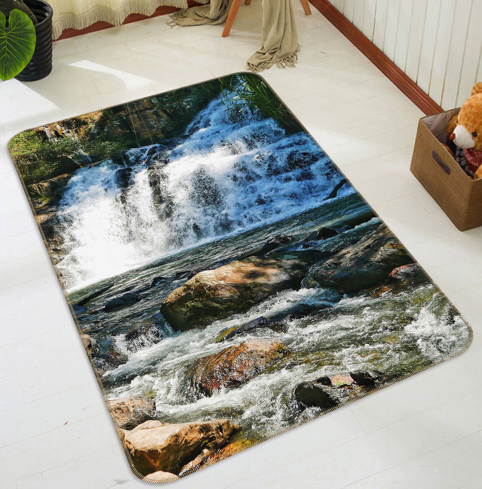 3D Waterfall Rapids 27071 Non Slip Rug Mat