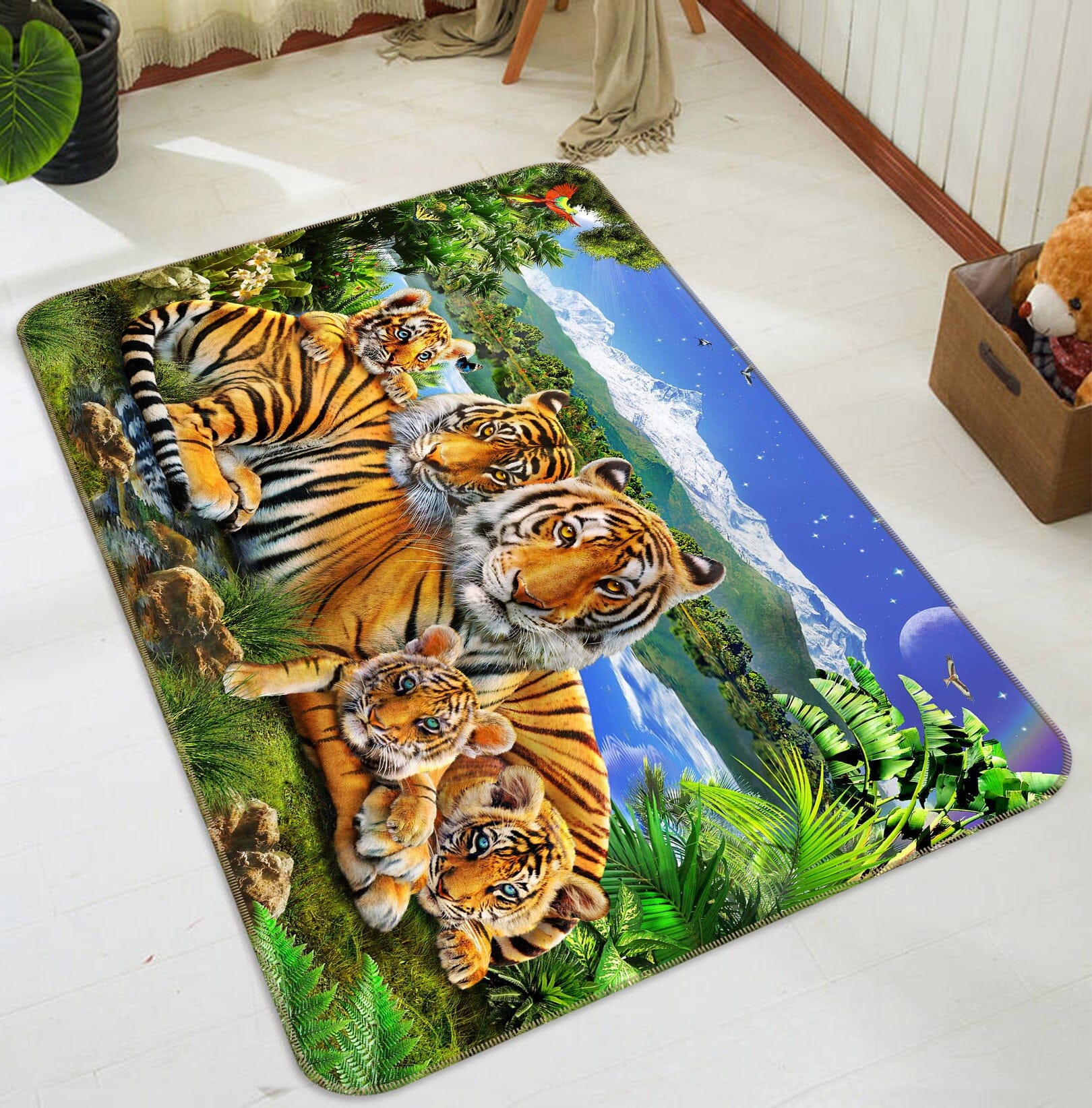 3D Loving Tigers 1067 Adrian Chesterman Rug Non Slip Rug Mat Mat AJ Creativity Home