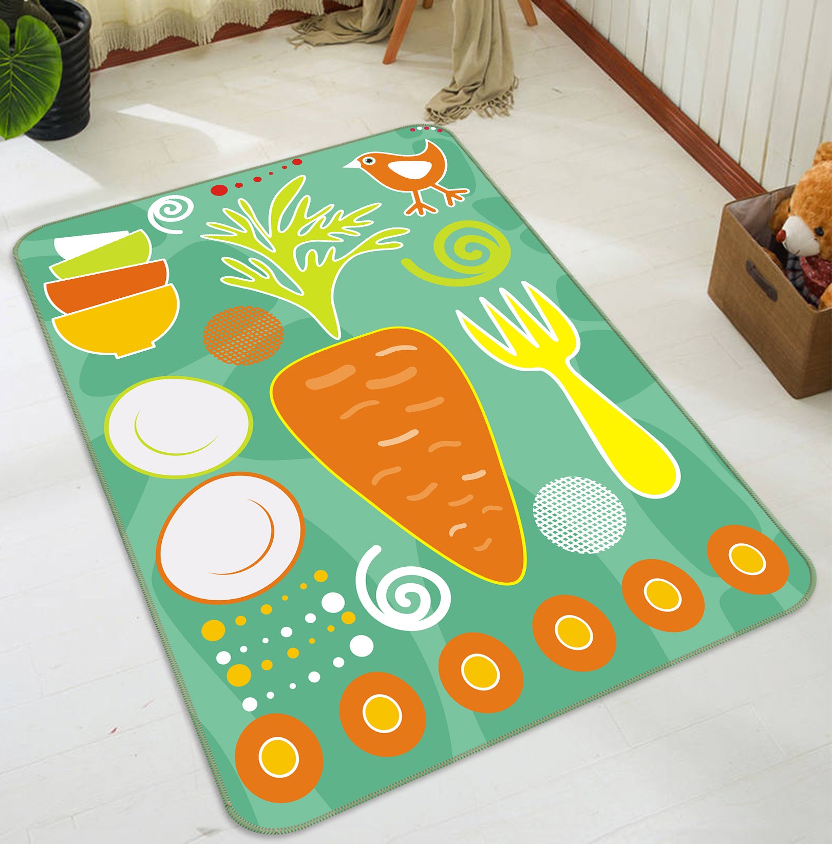 3D Carrot Tableware 32120 Non Slip Rug Mat
