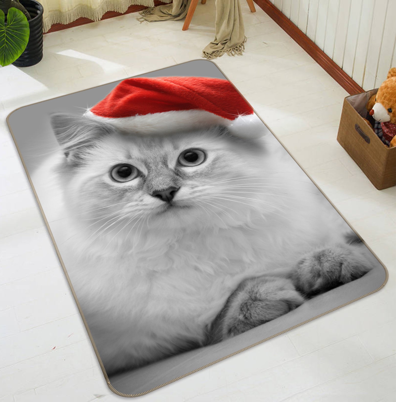 3D Gray Kitten 186 Animal Non Slip Rug Mat