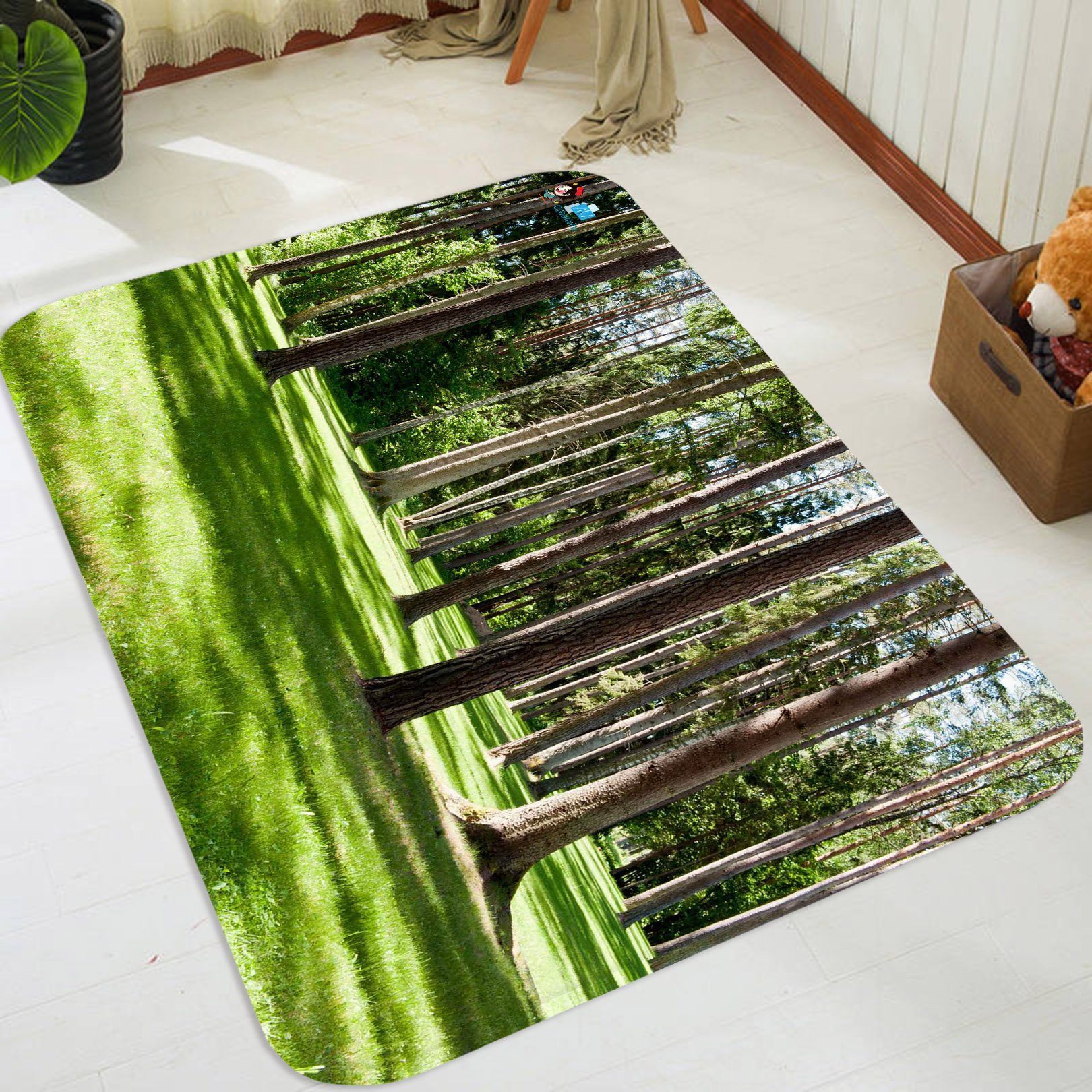 3D Grassland Tall Trees 3 Non Slip Rug Mat Mat AJ Creativity Home