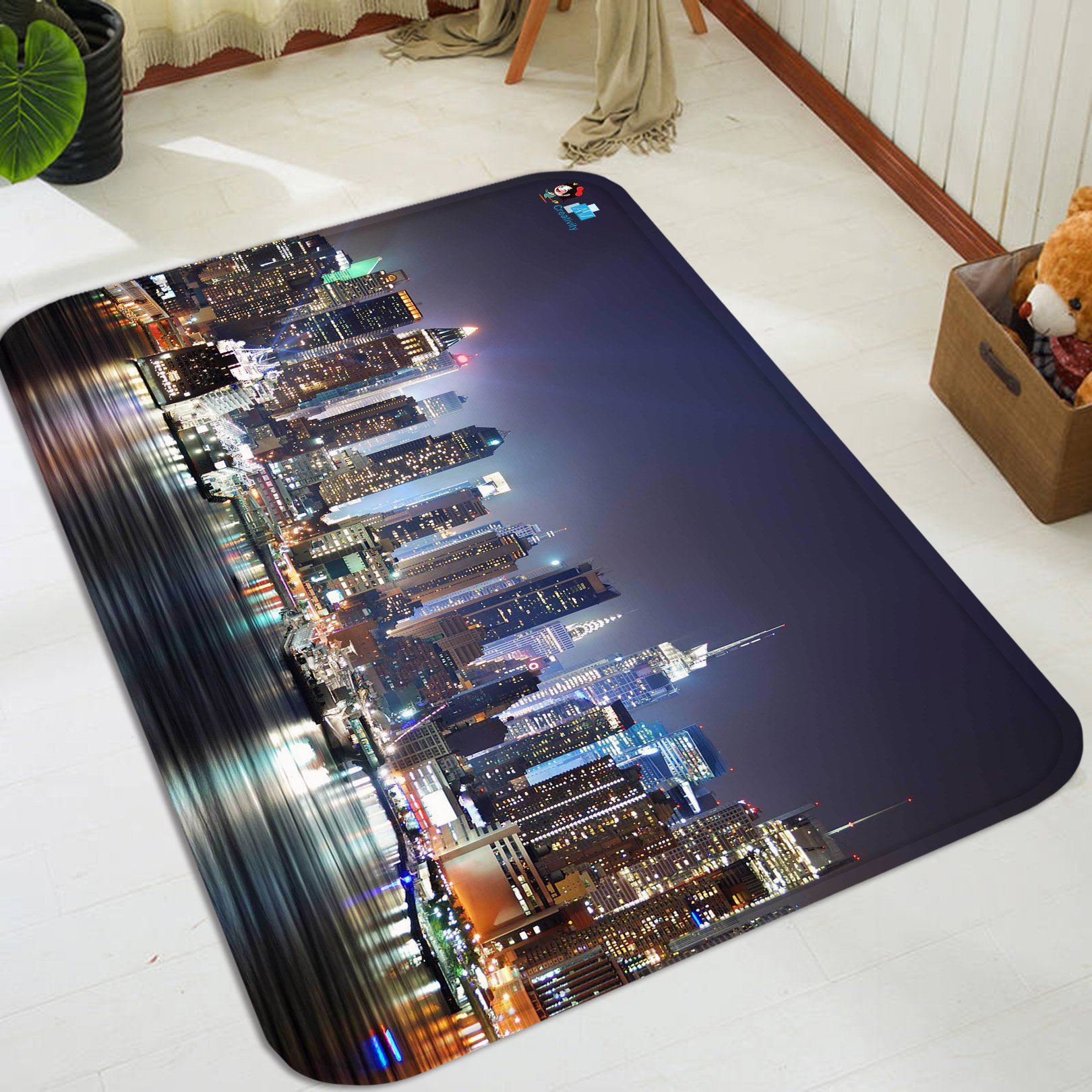 3D New York Night View 72 Non Slip Rug Mat Mat AJ Creativity Home