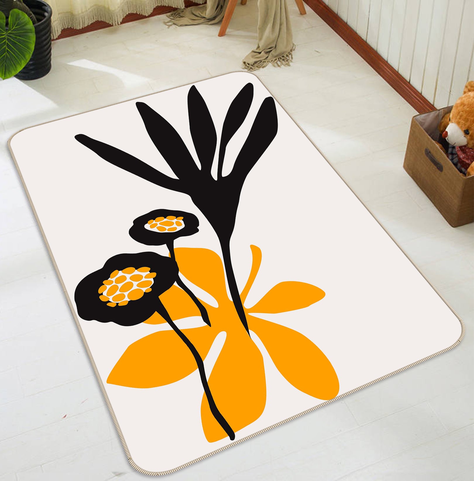 3D Blossom Beauty 1014 Boris Draschoff Rug Non Slip Rug Mat