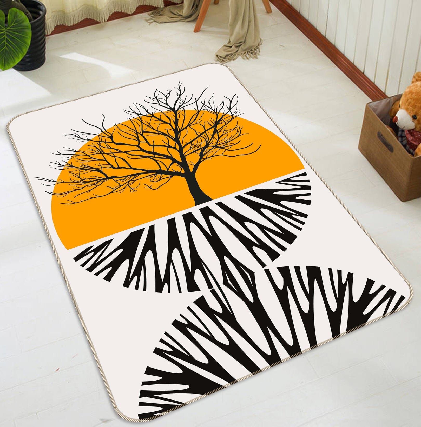 3D Yellow Moon Tree 1135 Boris Draschoff Rug Non Slip Rug Mat Mat AJ Creativity Home