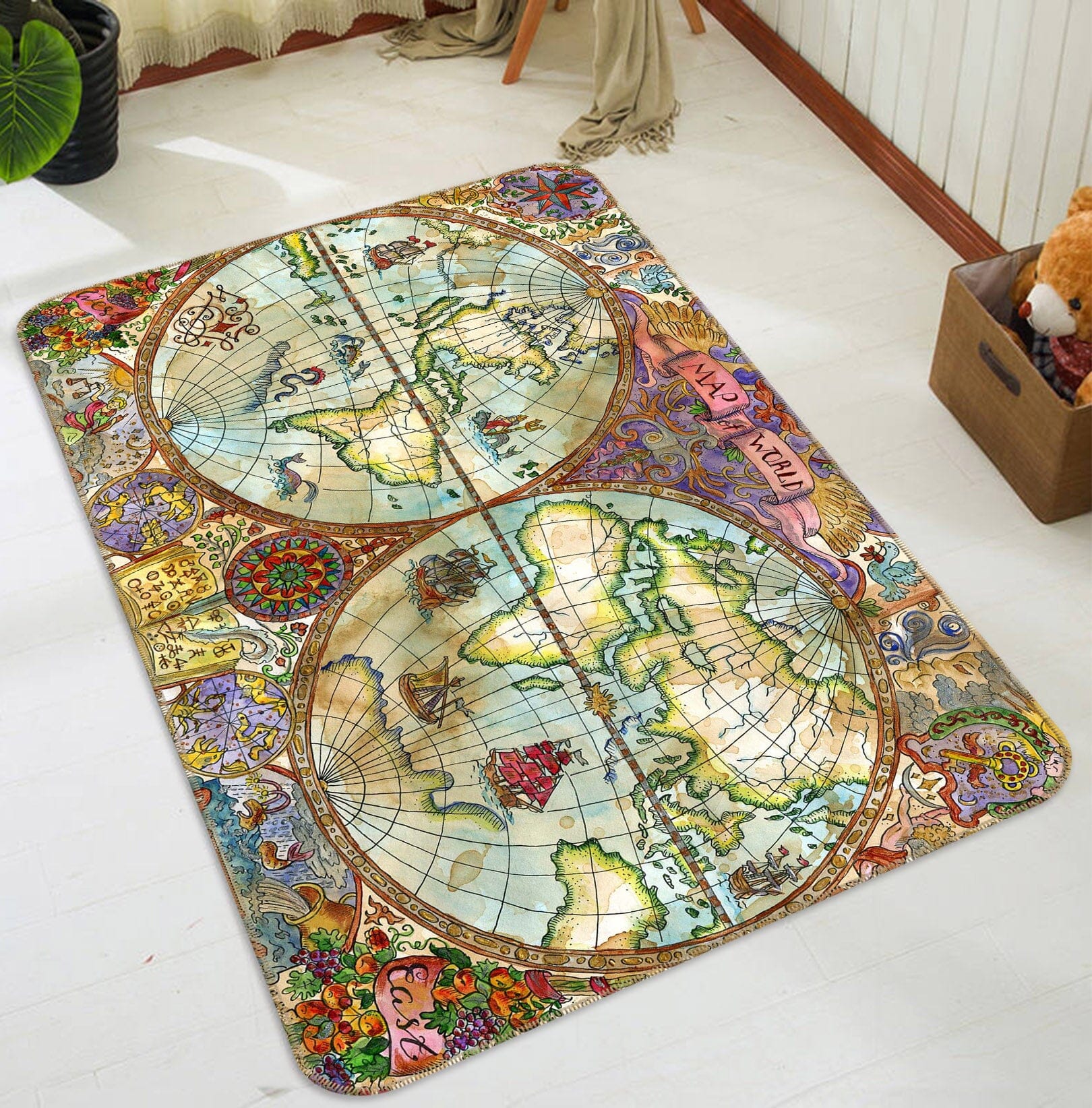 3D Valley River 260 World Map Non Slip Rug Mat Mat AJ Creativity Home