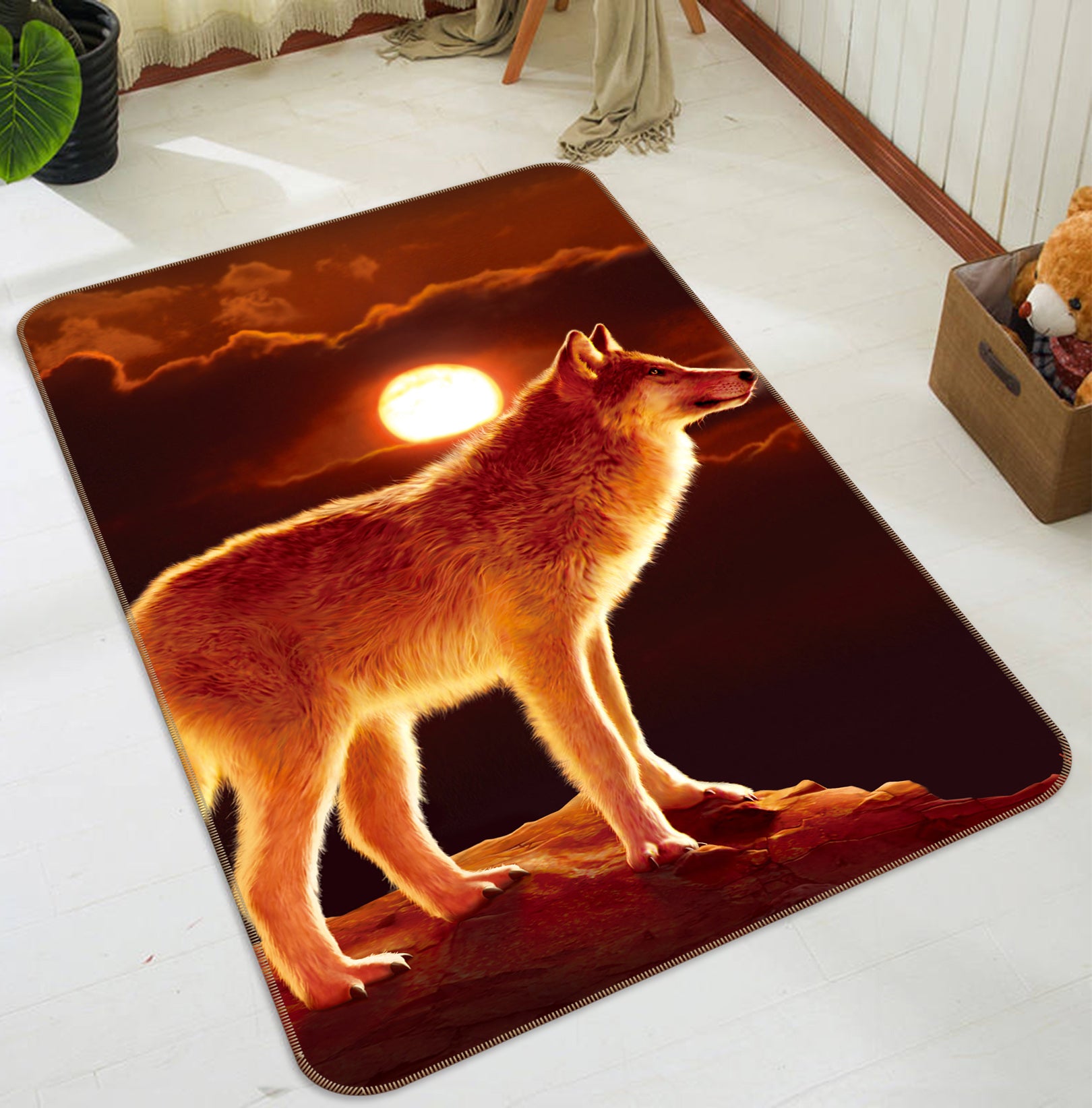 3D Sunset Wolf 84259 Vincent Hie Rug Non Slip Rug Mat
