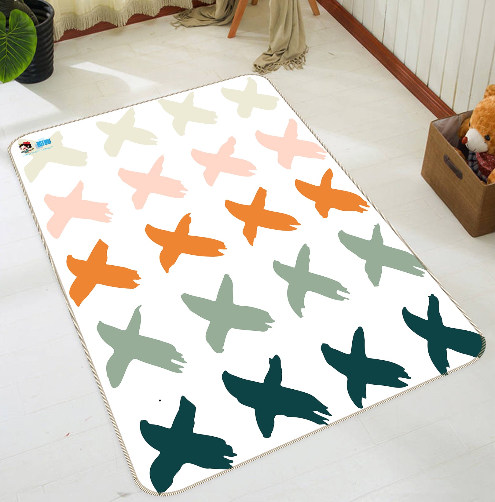 3D Color Cross 107150 Kashmira Jayaprakash Rug Non Slip Rug Mat