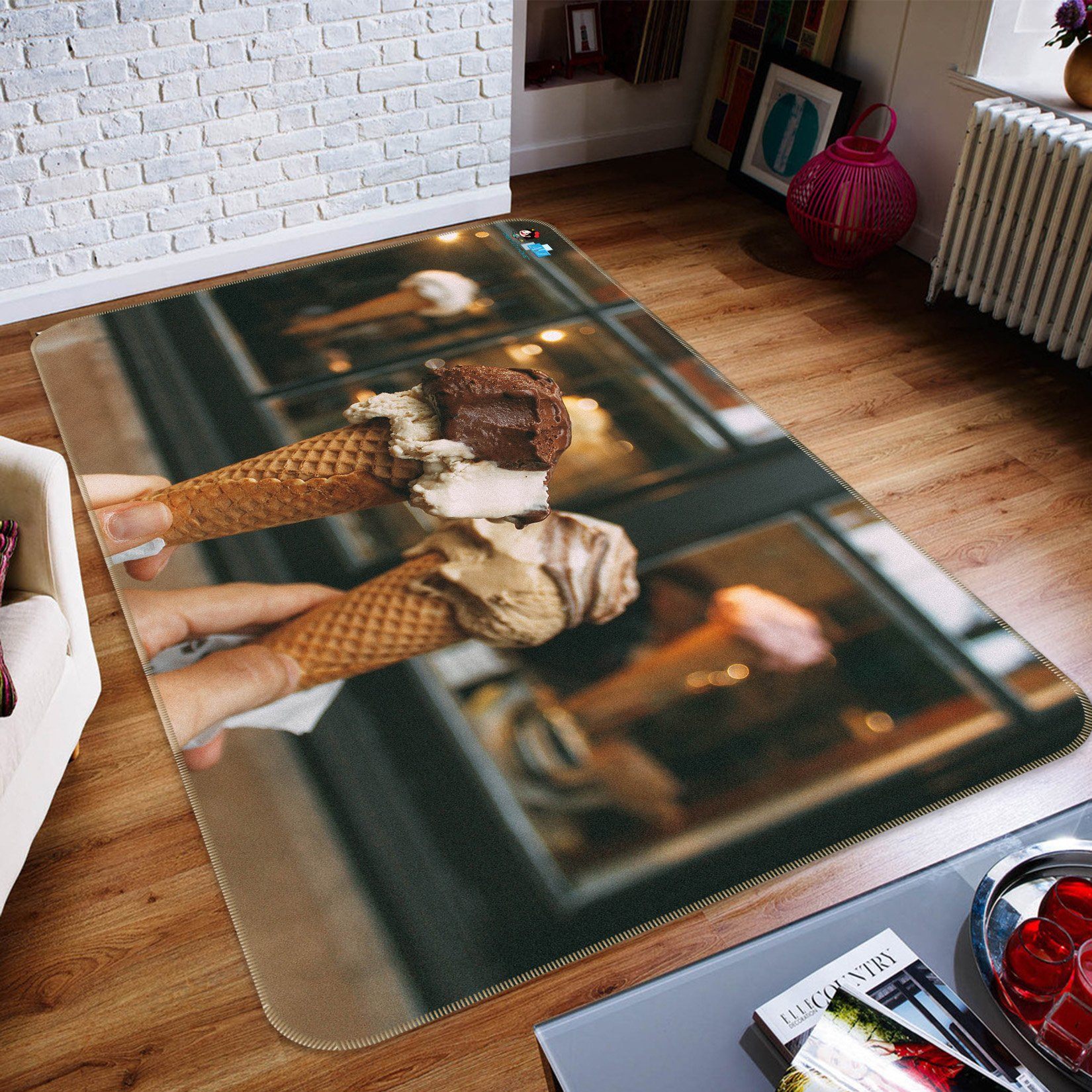 3D Ice Cream Window 264 Non Slip Rug Mat Mat AJ Creativity Home
