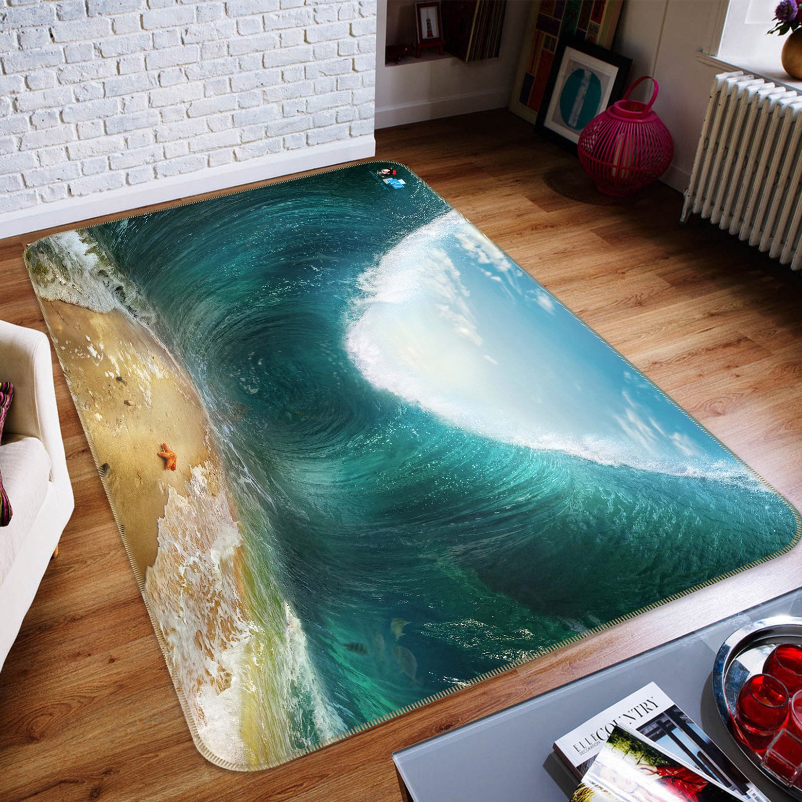 3D Ocean Beach 66081 Non Slip Rug Mat