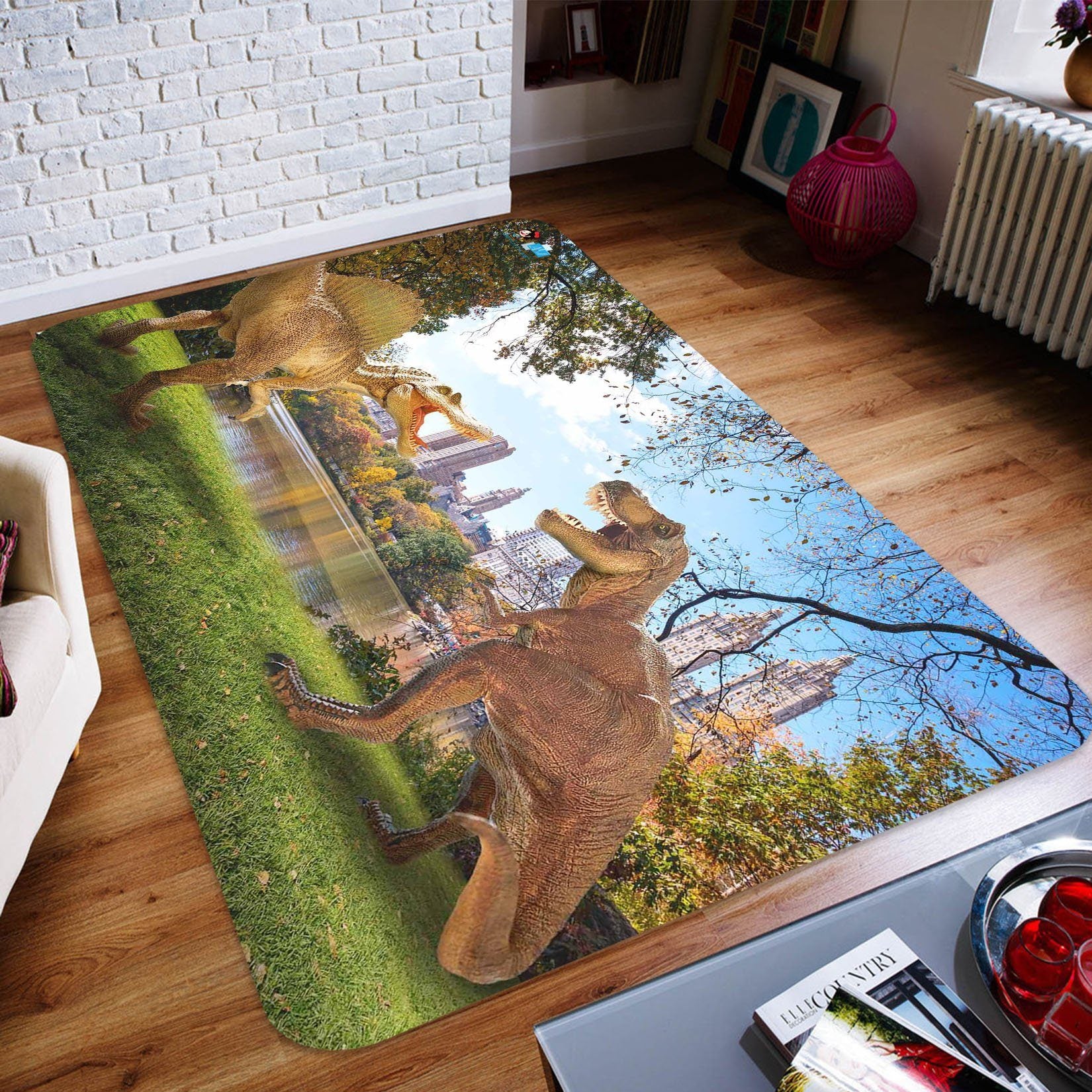 3D City River Dinosaur 58 Non Slip Rug Mat Mat AJ Creativity Home