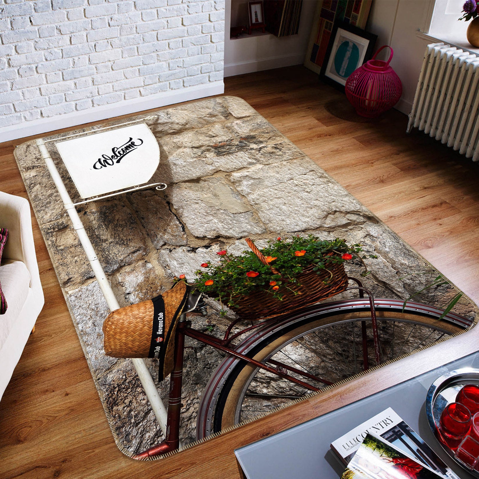 3D Bicycle Flower Pot 42035 Vehicle Non Slip Rug Mat