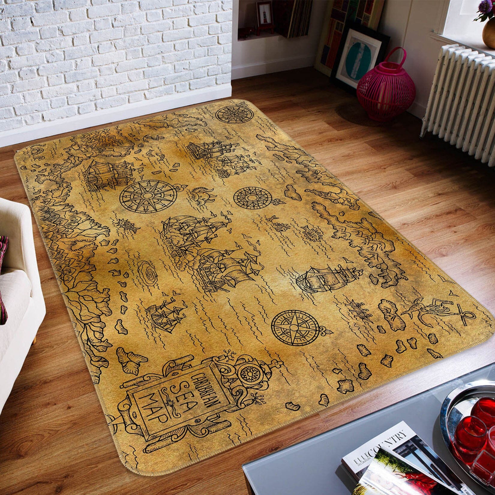 3D Vintage Paper 289 World Map Non Slip Rug Mat Mat AJ Creativity Home
