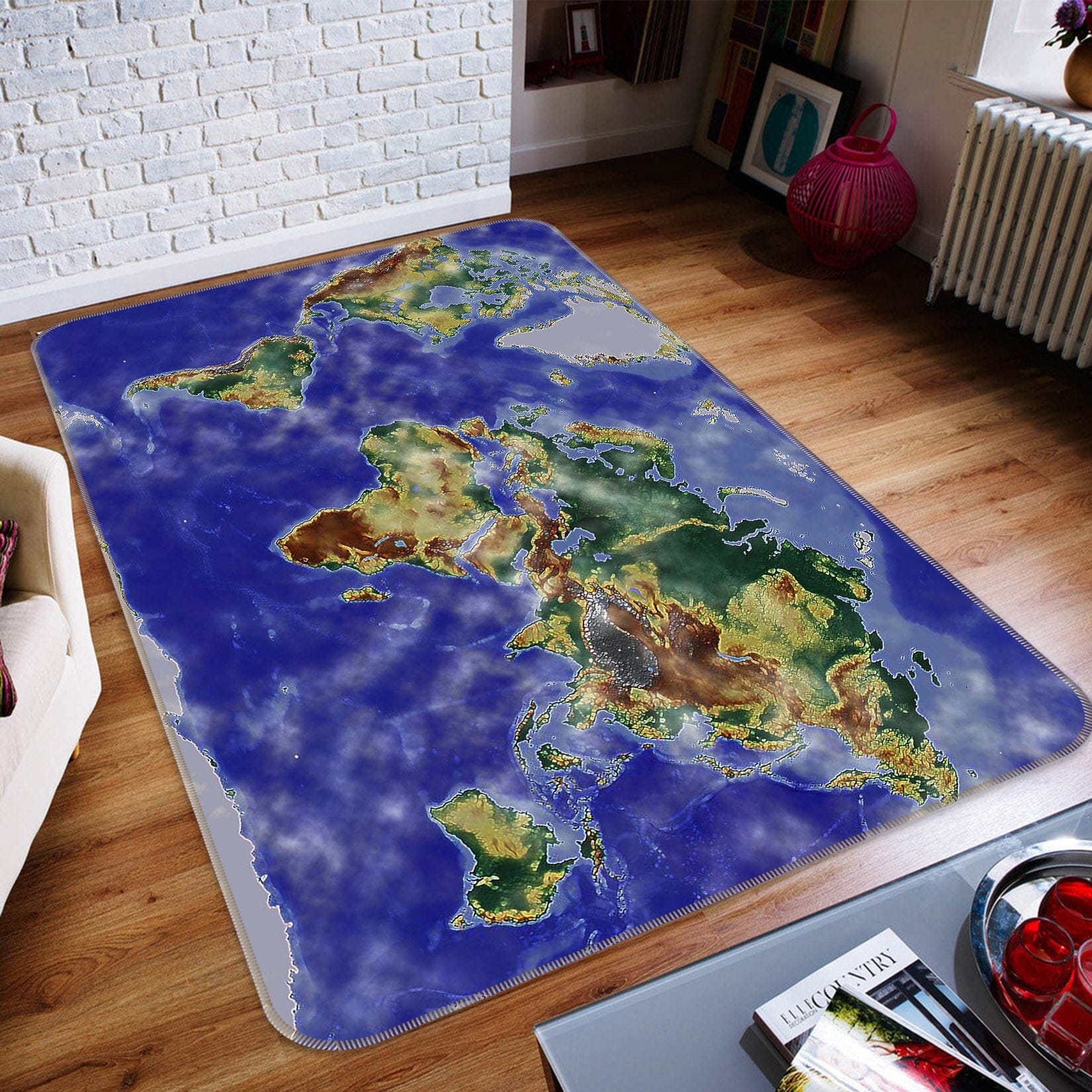 3D Coastal Island 302 World Map Non Slip Rug Mat Mat AJ Creativity Home