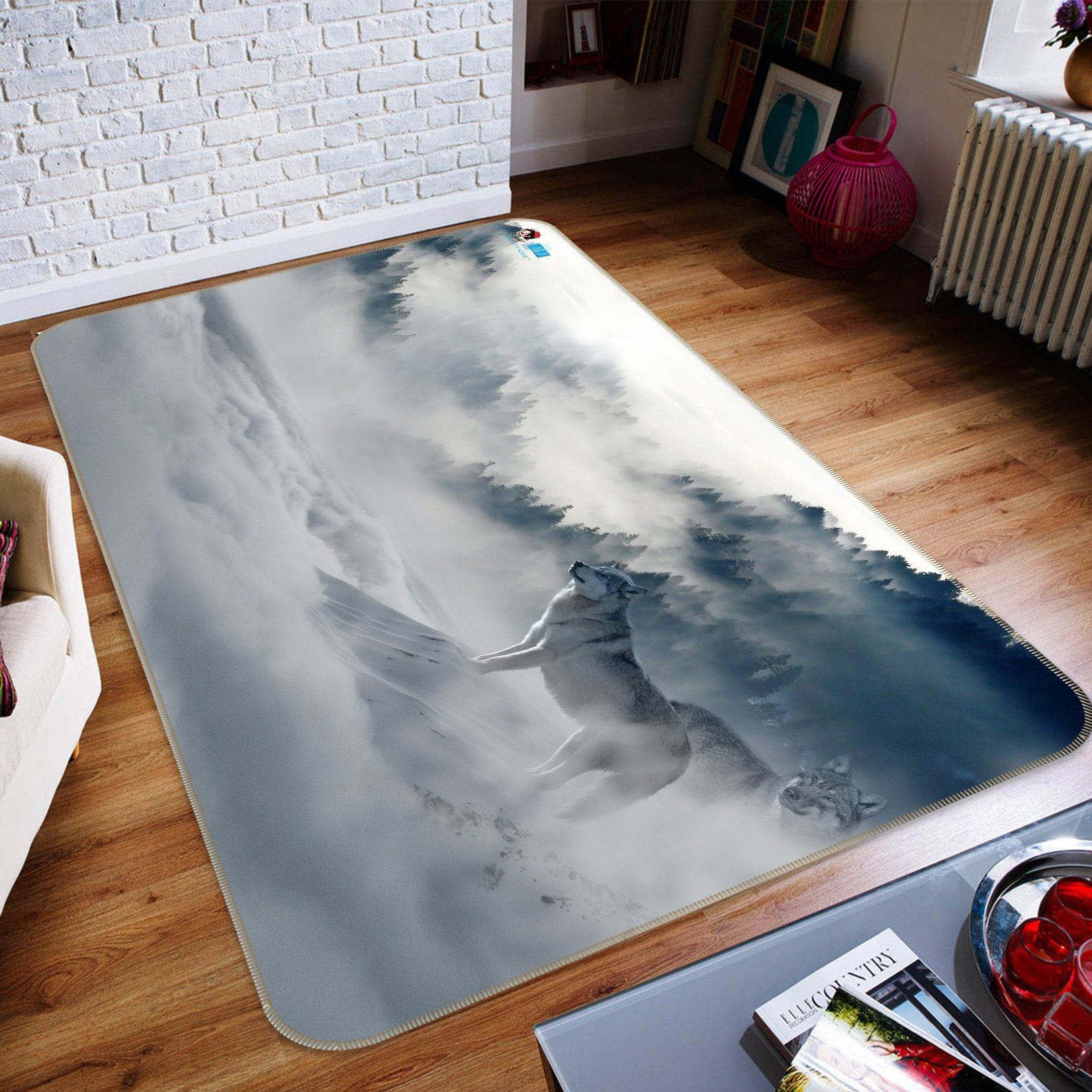 3D Wolf Fog 311 Non Slip Rug Mat Mat AJ Creativity Home