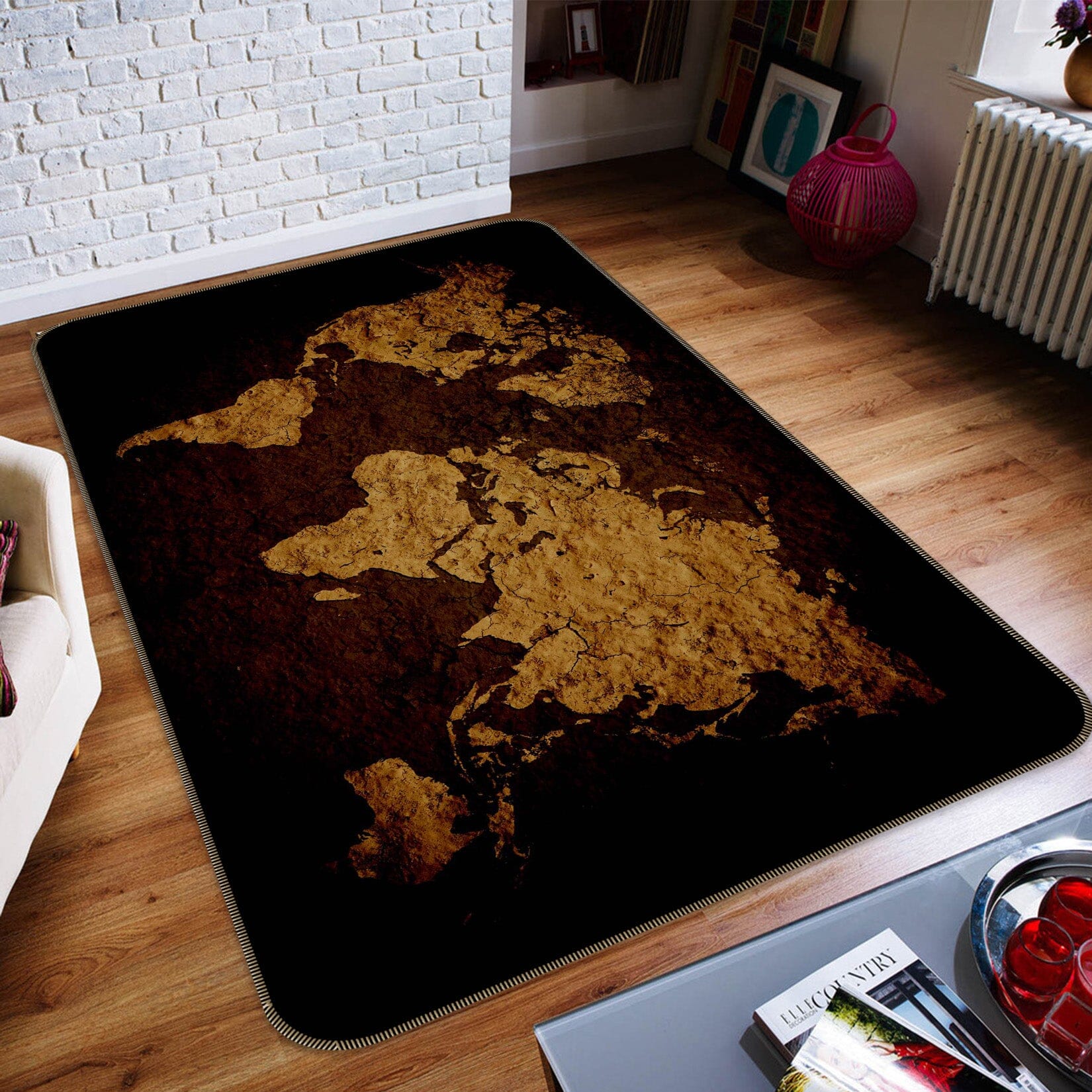 3D Golden Mountains 237 World Map Non Slip Rug Mat Mat AJ Creativity Home
