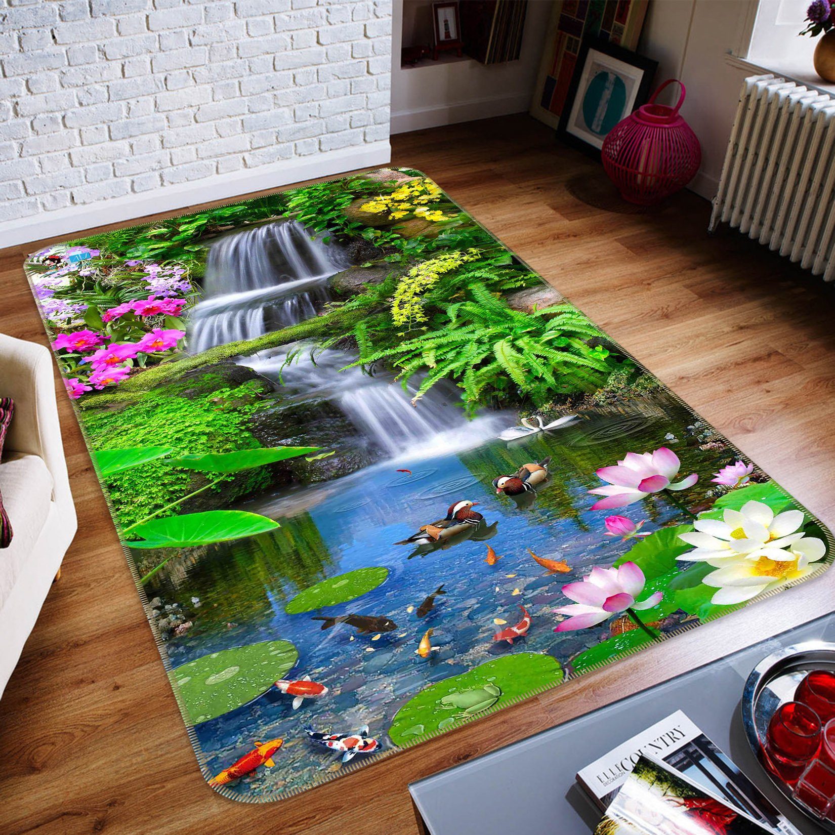 3D Lotus Leaf 025 Non Slip Rug Mat Mat AJ Creativity Home