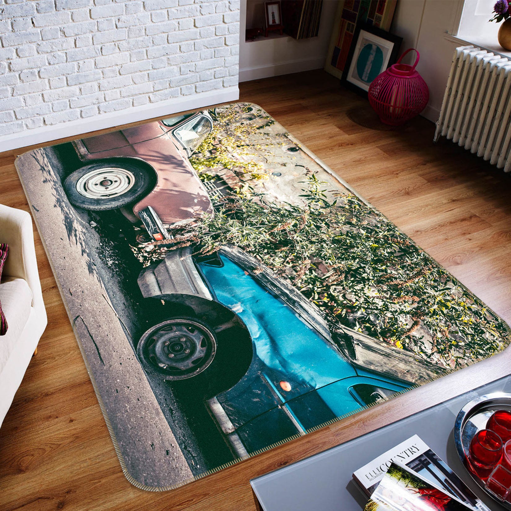 3D Blue Pink Car 68125 Vehicle Non Slip Rug Mat