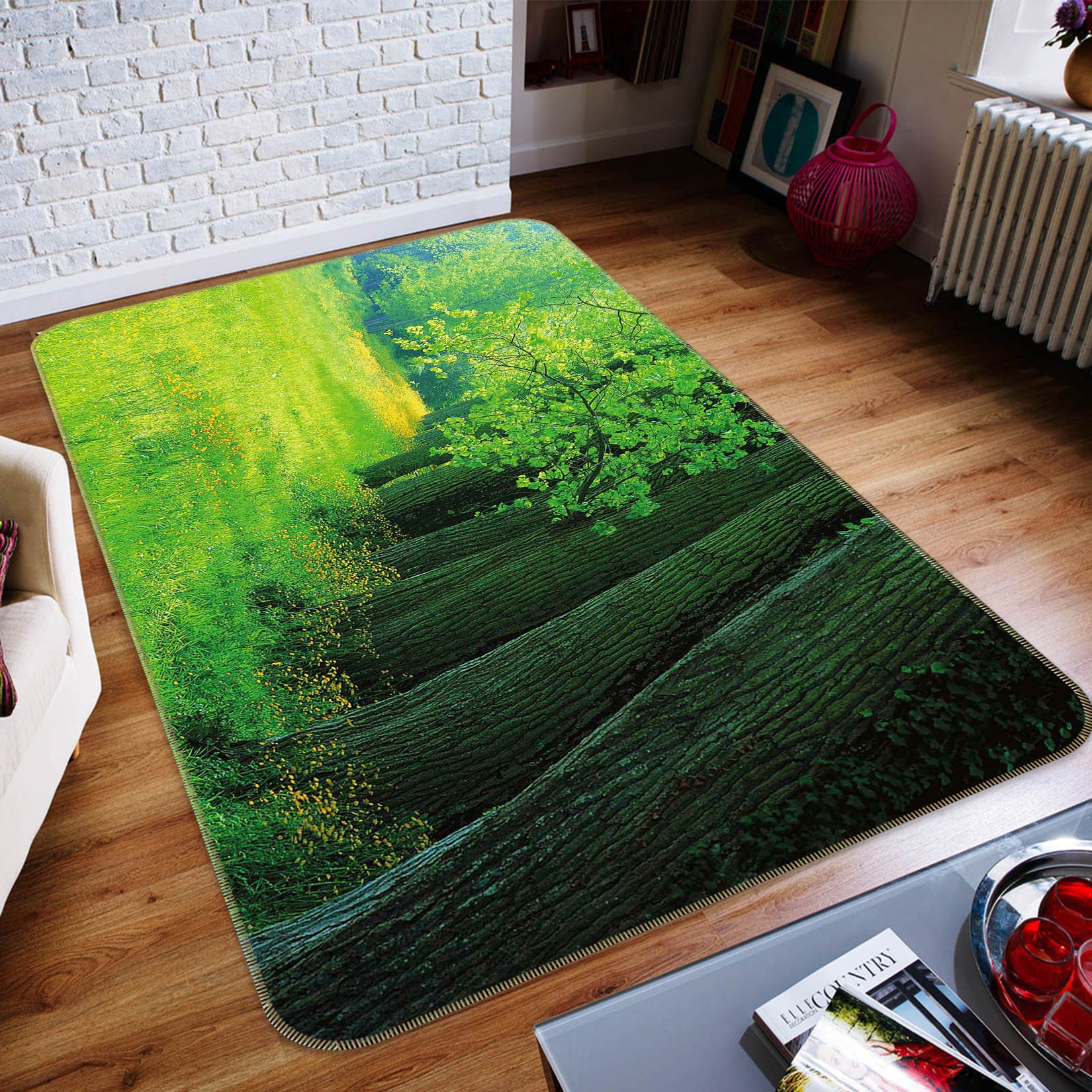 3D Trees Grass 75177 Non Slip Rug Mat
