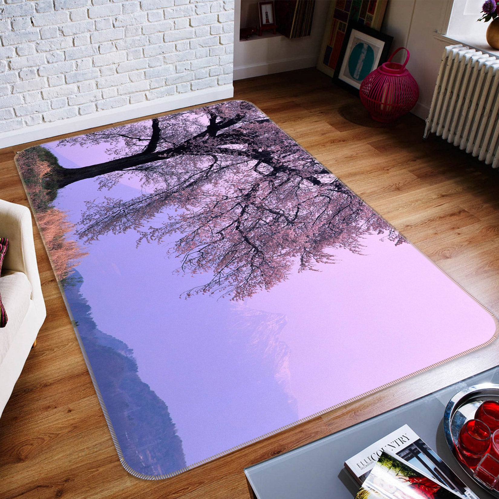 3D Trees Mountain 76026 Non Slip Rug Mat