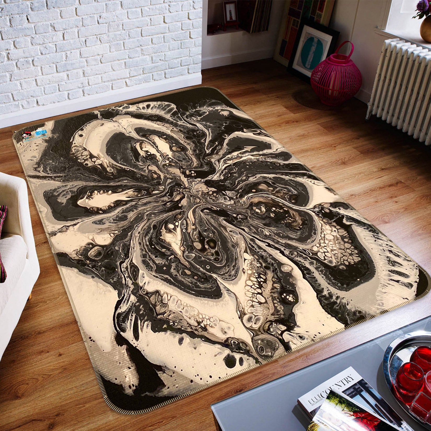 3D Black Light Brown Pattern 40020 Valerie Latrice Rug Non Slip Rug Mat