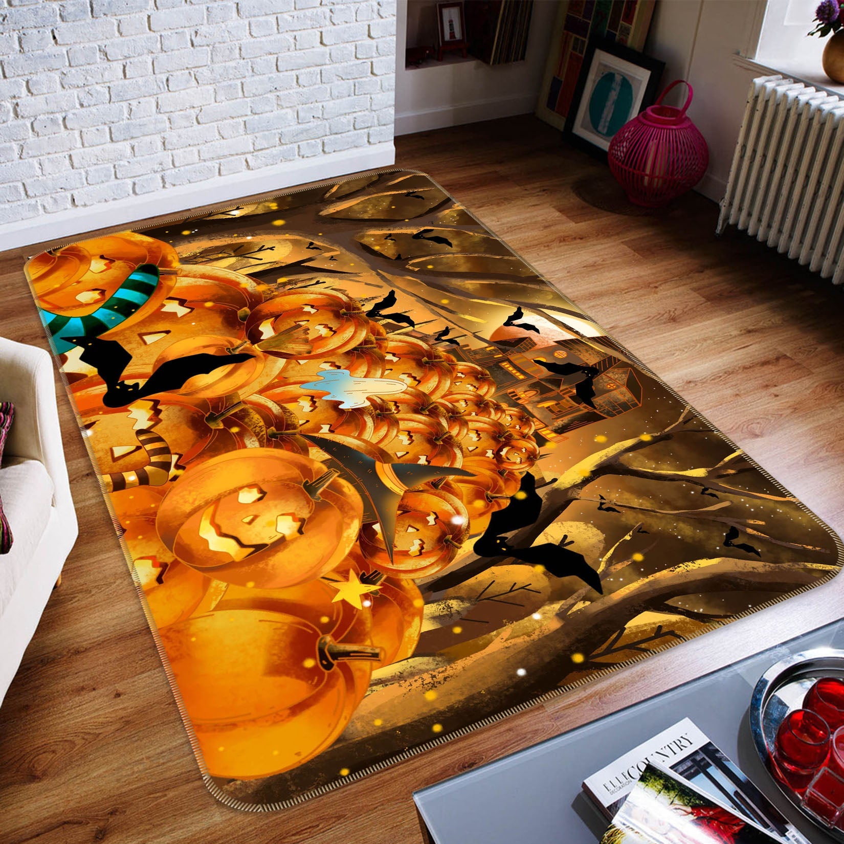 3D Castle Pumpkin Festival 208 Halloween Non Slip Rug Mat Mat AJ Creativity Home