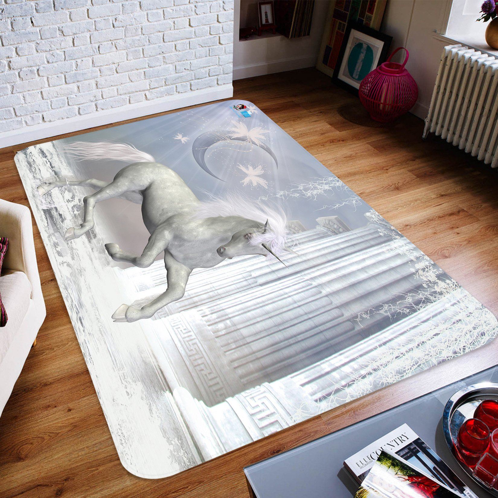 3D Moon Pillar Unicorn 23 Non Slip Rug Mat Mat AJ Creativity Home