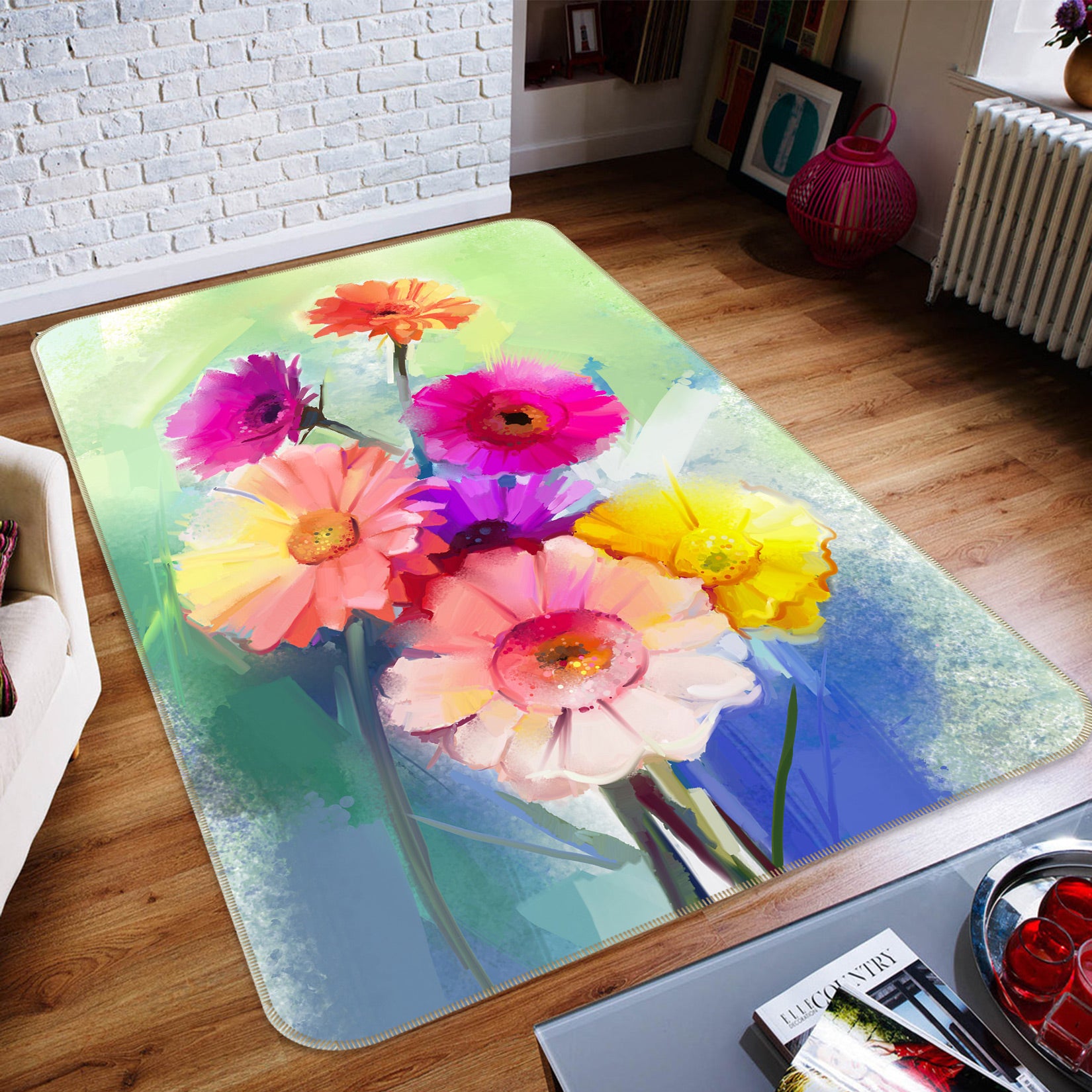 3D Flowers 33053 Non Slip Rug Mat