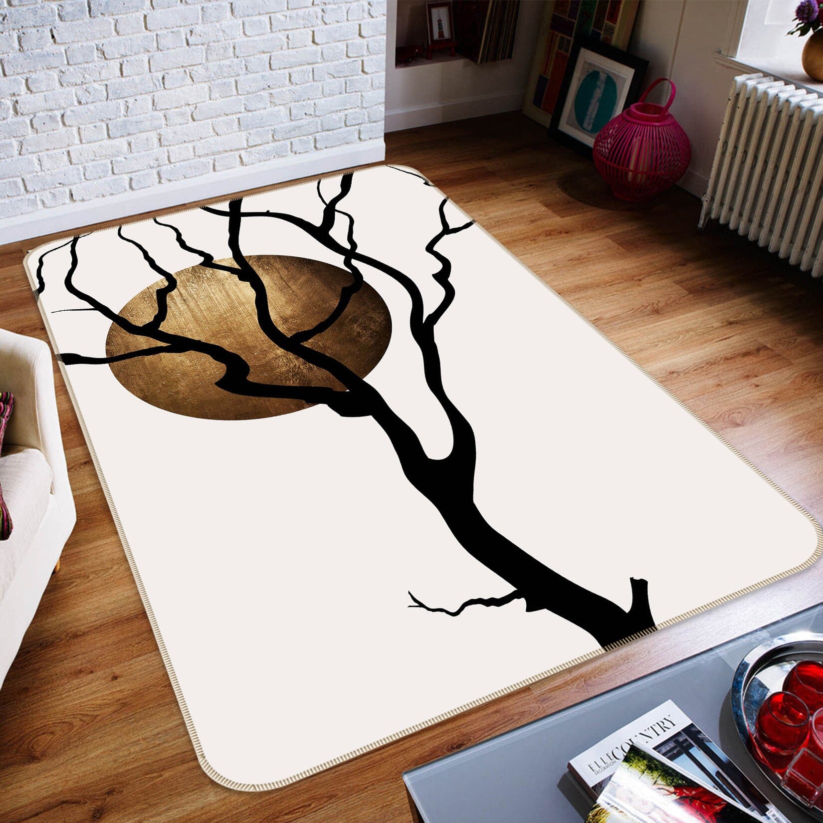 3D Black Tree Moon 1088 Boris Draschoff Rug Non Slip Rug Mat Mat AJ Creativity Home
