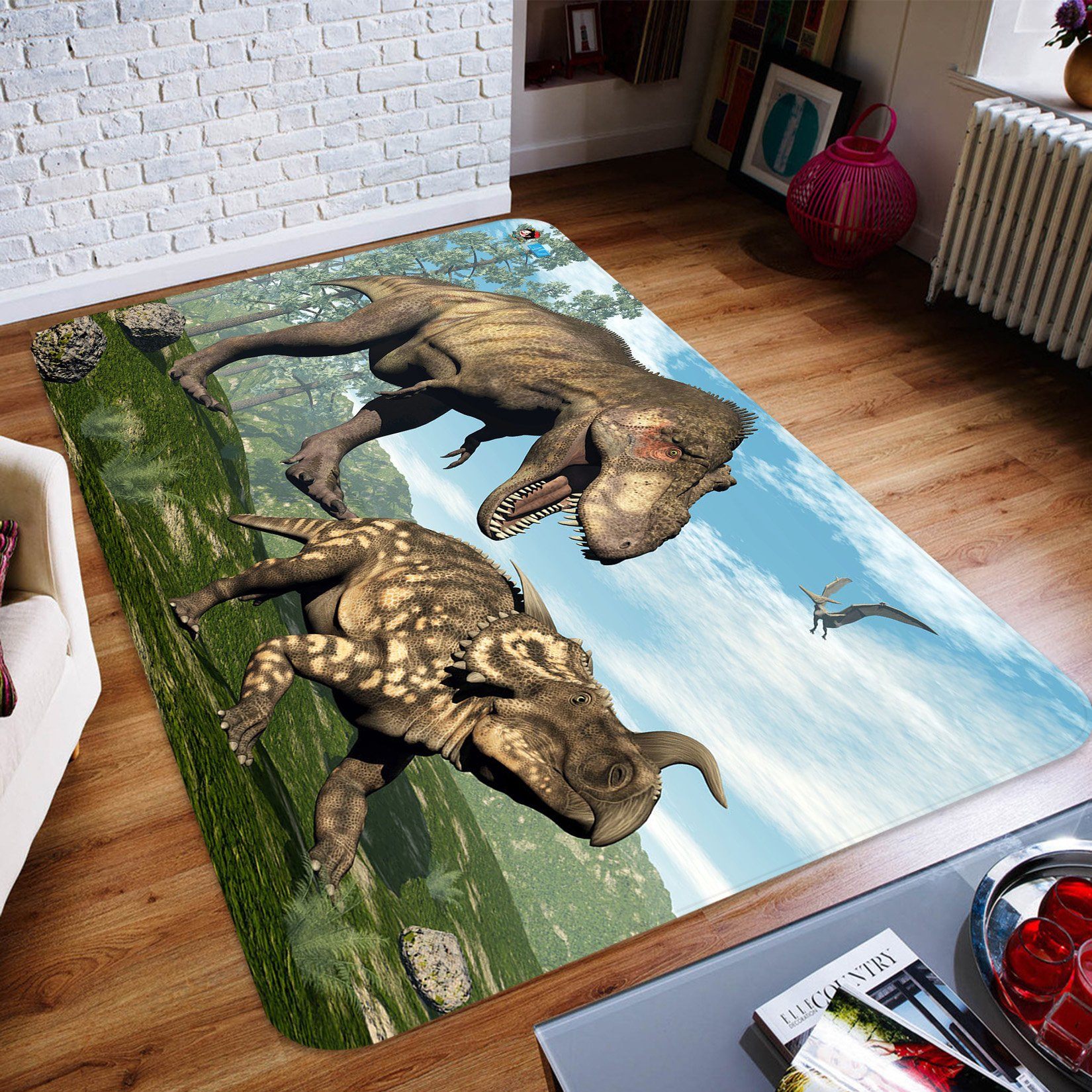 3D Howling Tyrannosaurus Rex 02 Non Slip Rug Mat Mat AJ Creativity Home
