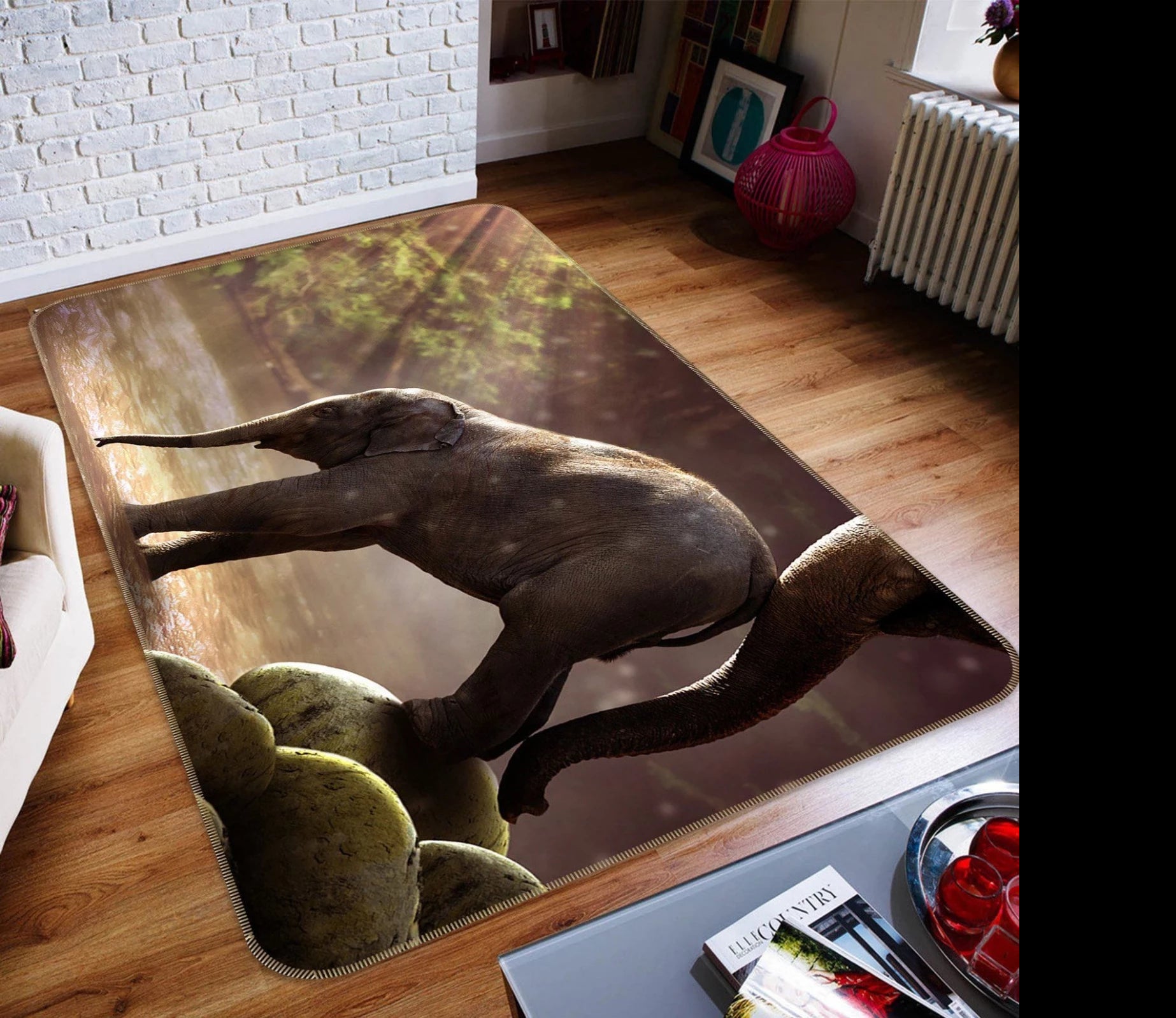 3D Baby Elephant Drinking Water 572 Animal Non Slip Rug Mat Mat AJ Creativity Home