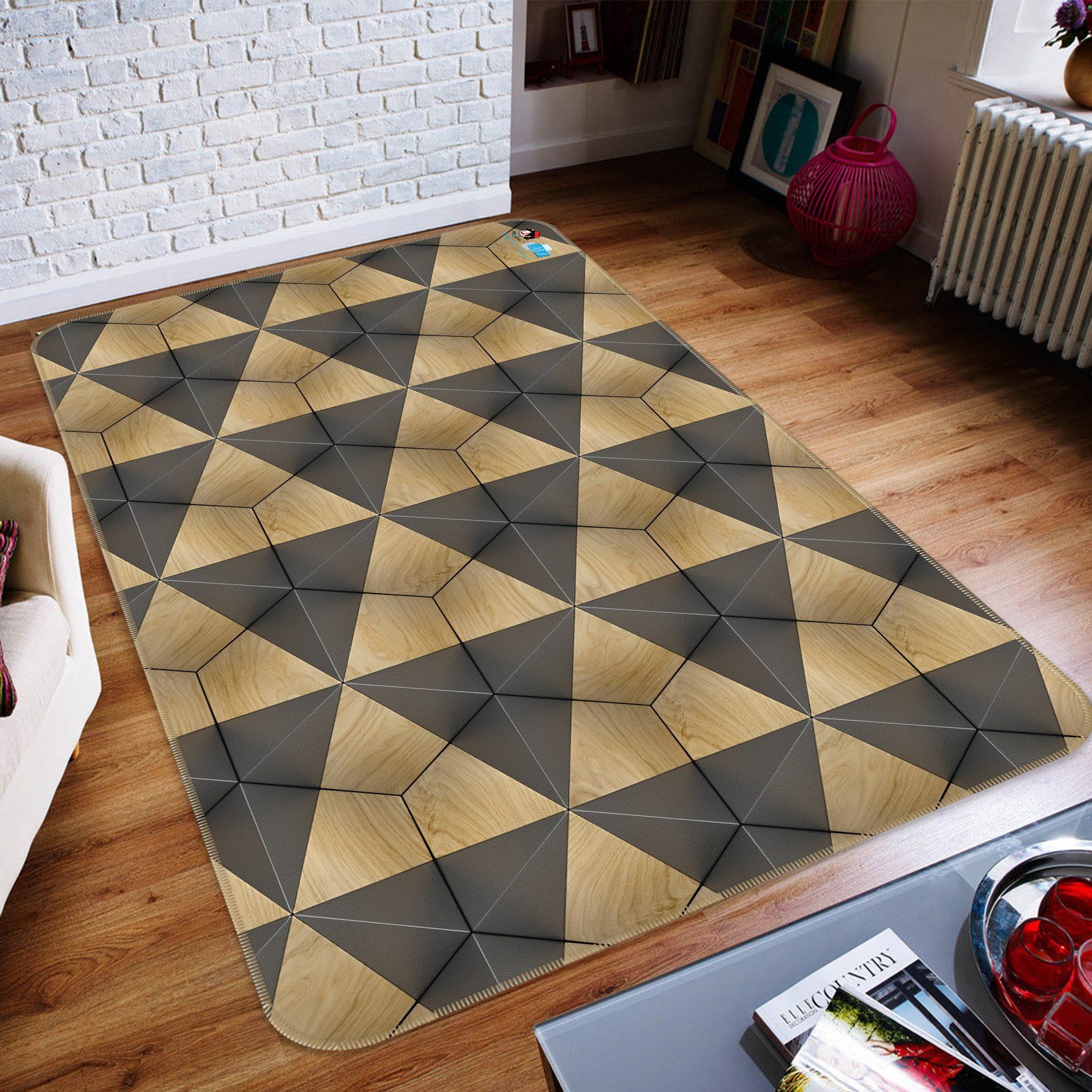 3D Brown Triangle Pattern 64 Non Slip Rug Mat Mat AJ Creativity Home