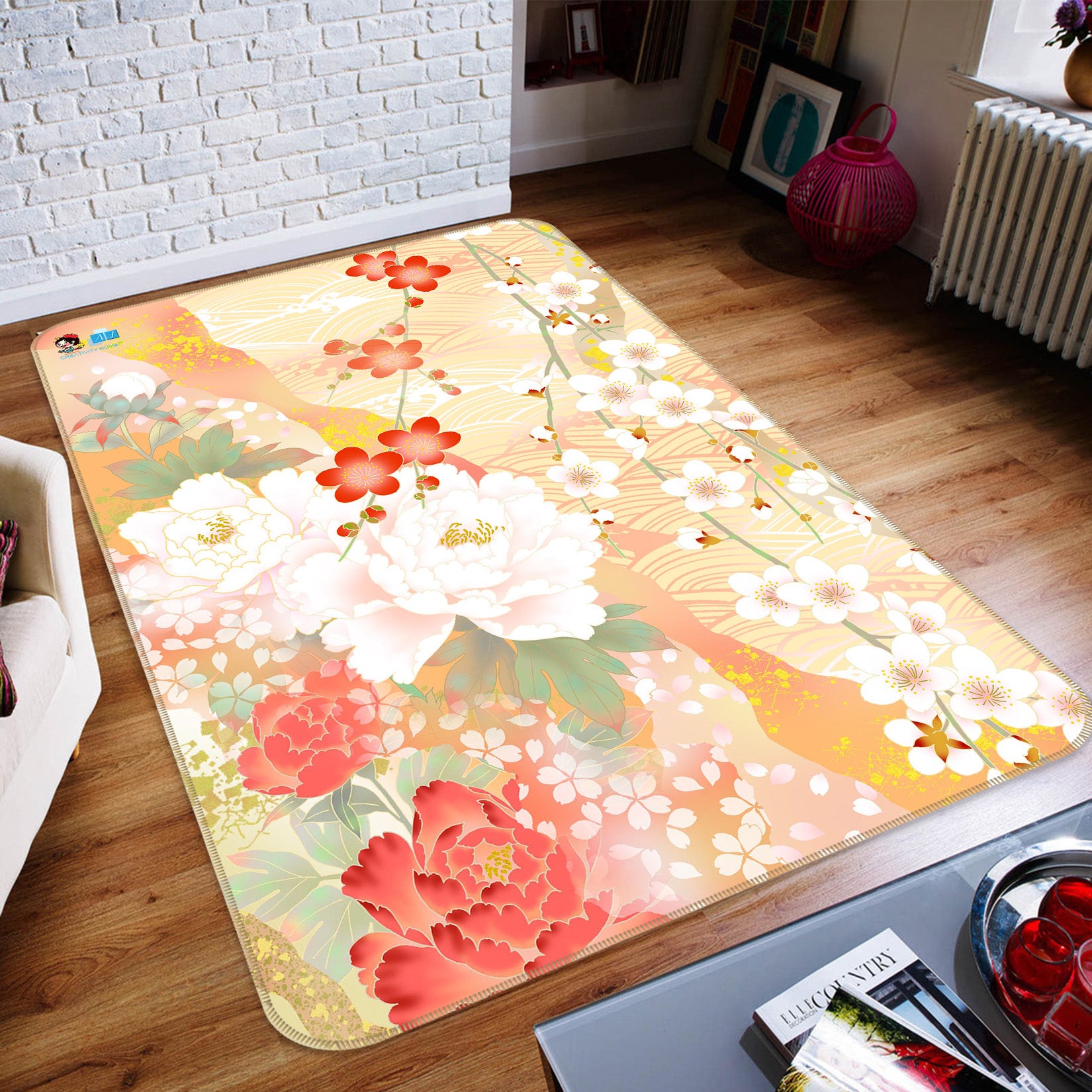 3D Flowers 66152 Non Slip Rug Mat