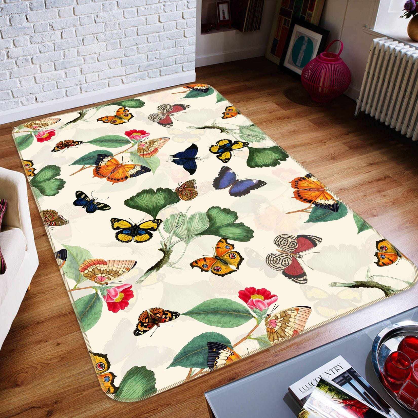 3D Butterfly Leaves 135 Uta Naumann Rug Non Slip Rug Mat Mat AJ Creativity Home