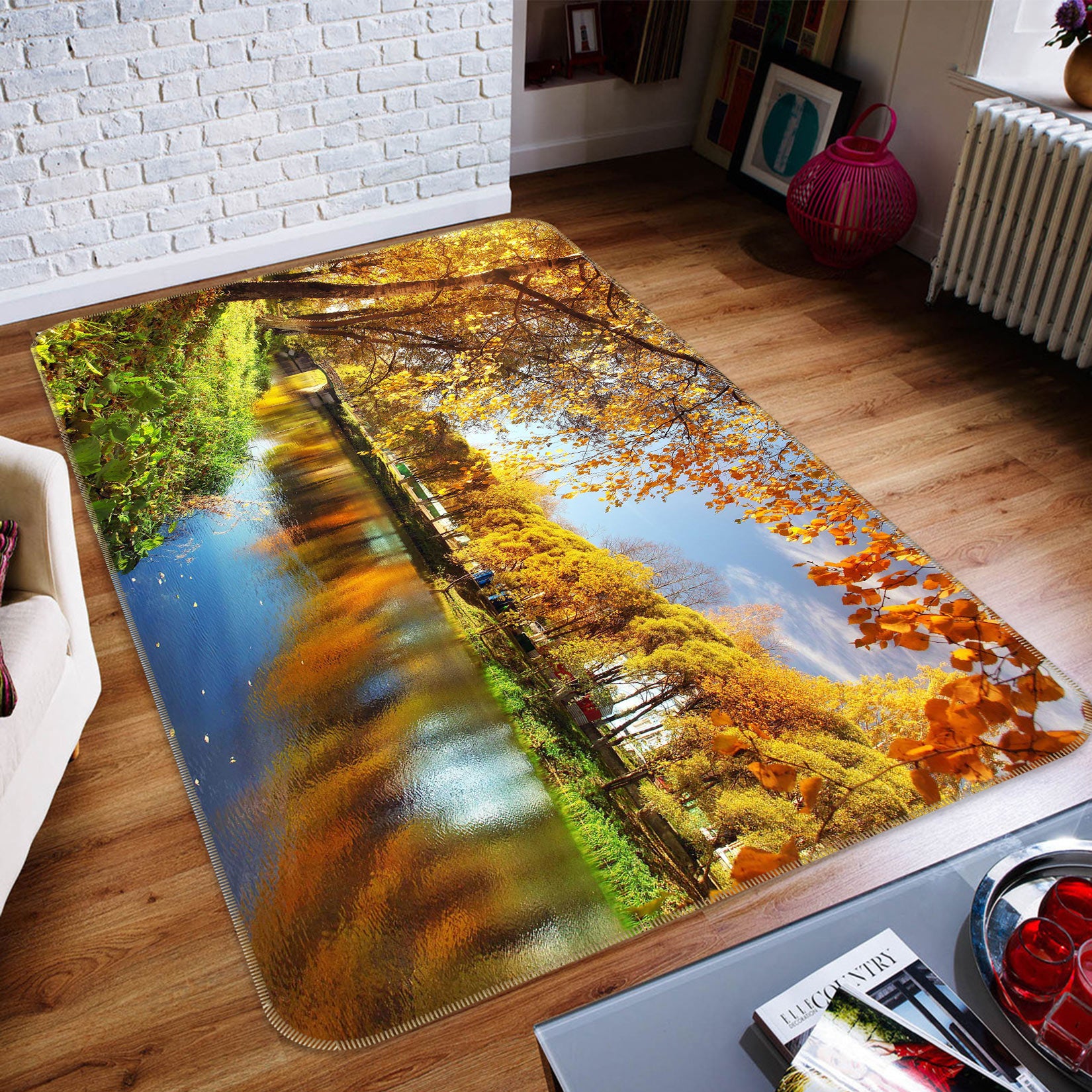 3D Trees Lake Water 77095 Non Slip Rug Mat