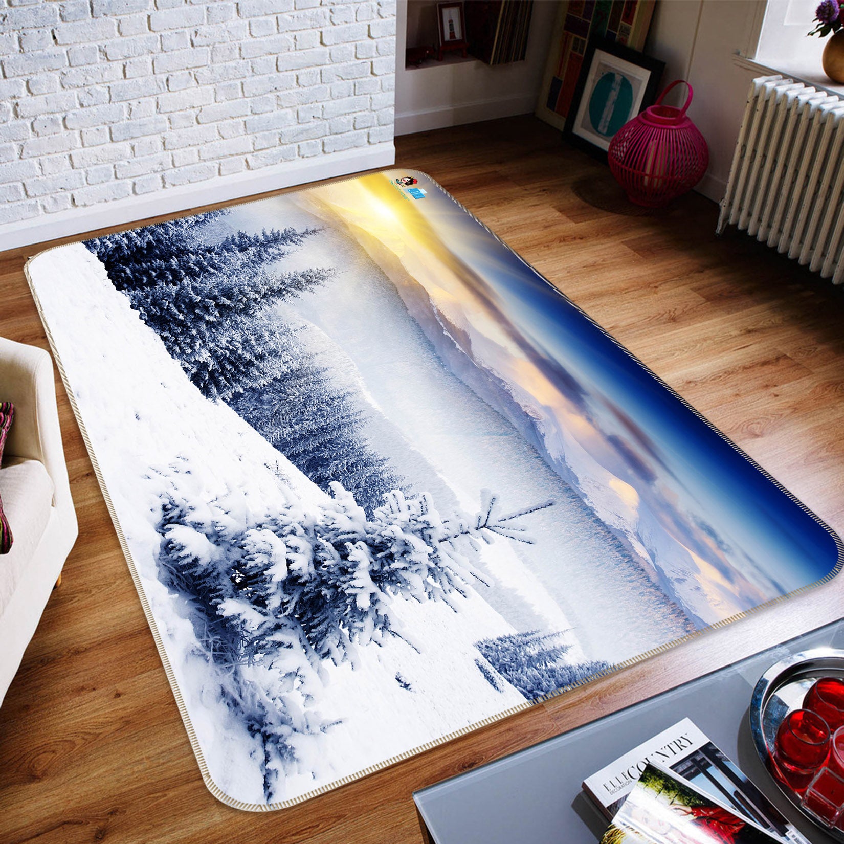 3D Snowfield Tree 66086 Non Slip Rug Mat
