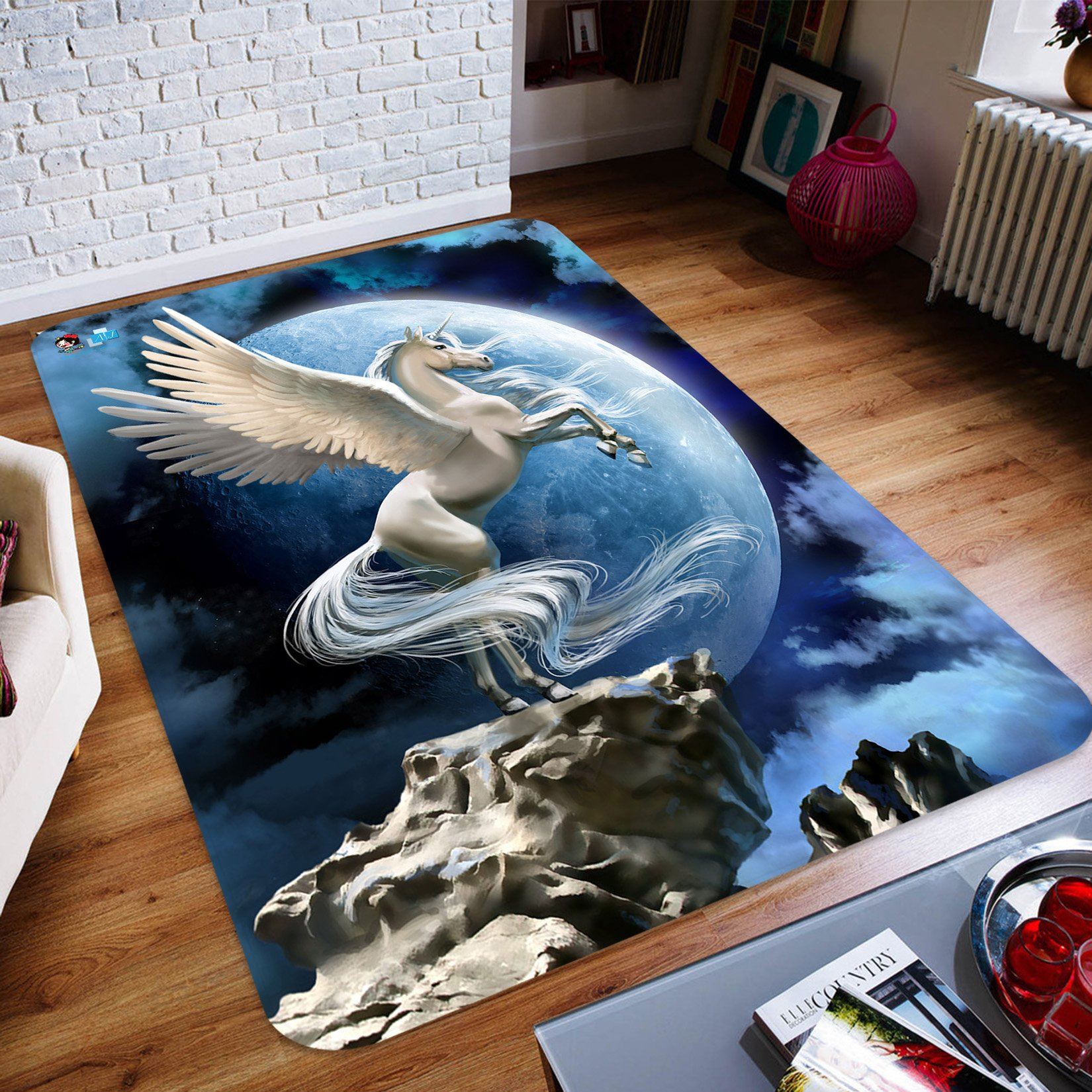 3D Moon Cliff Side Unicorn 97 Non Slip Rug Mat Mat AJ Creativity Home