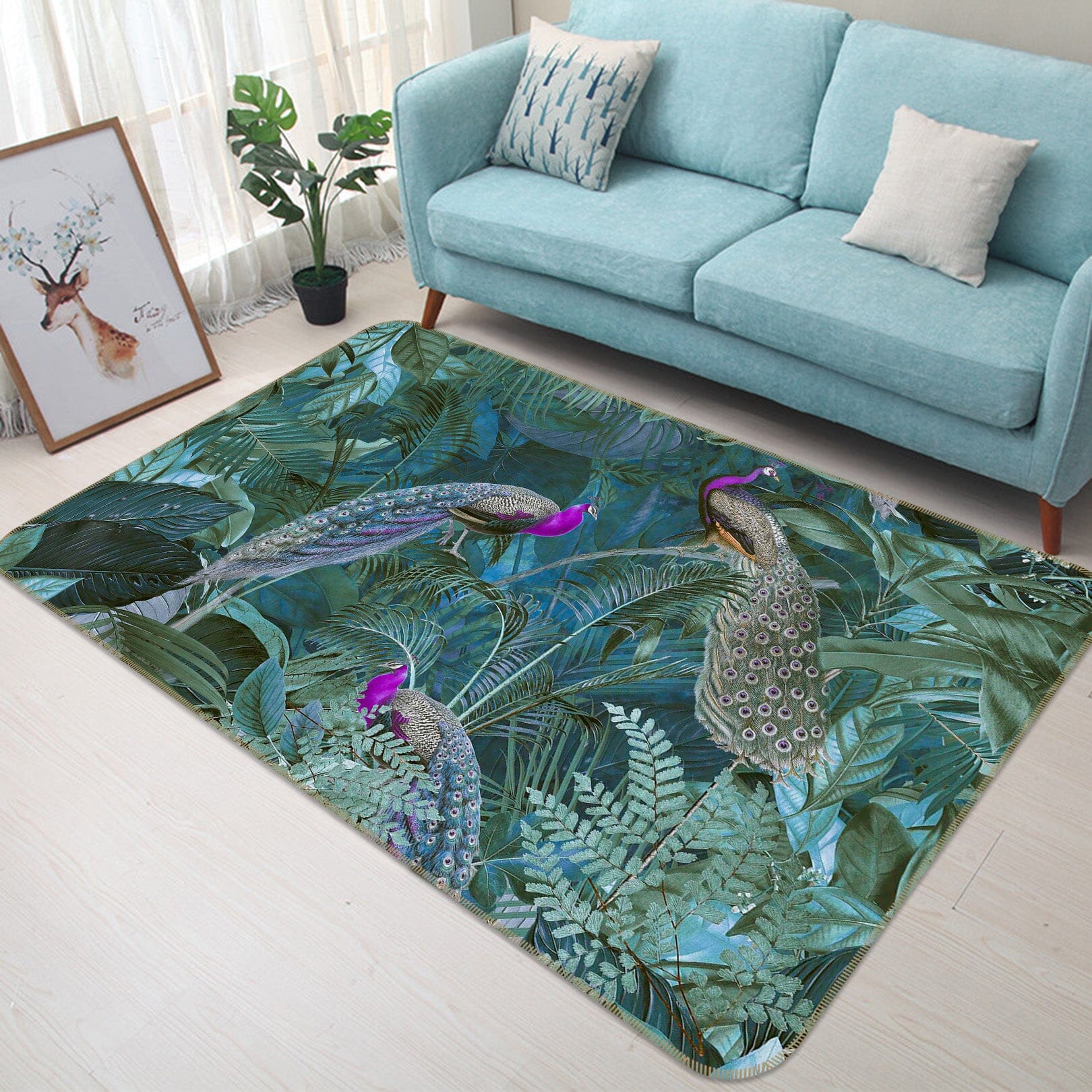 3D Peacock Forest 1008 Andrea haase Rug Non Slip Rug Mat Mat AJ Creativity Home
