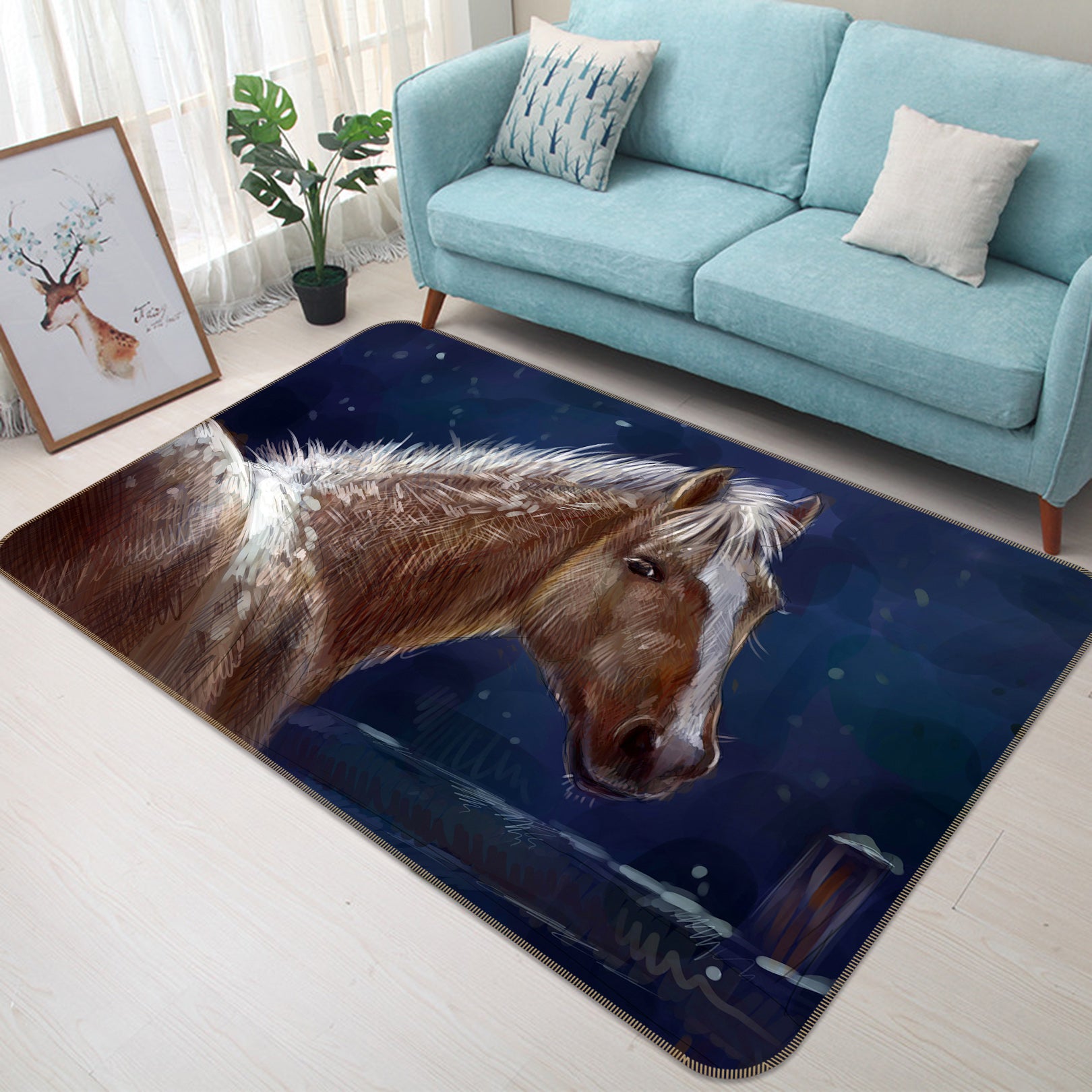 3D Brown Horse 021 Animal Non Slip Rug Mat