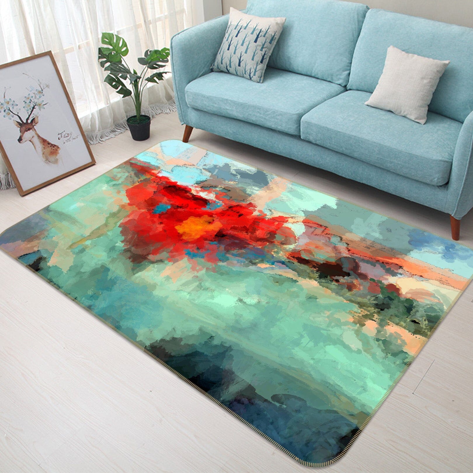 3D Red Graffiti 1043 Michael Tienhaara Rug Non Slip Rug Mat Mat AJ Creativity Home