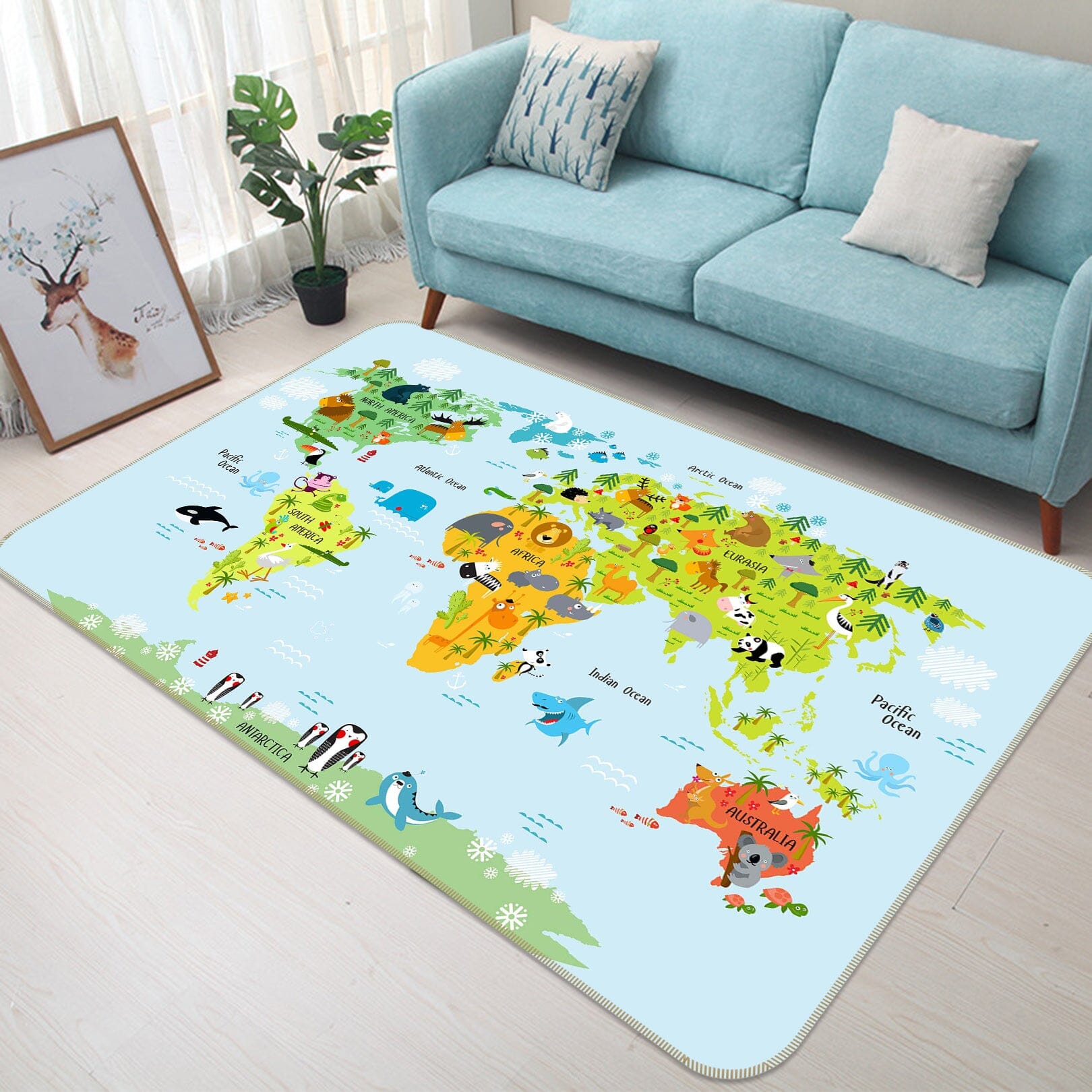 3D Colored Island 241 World Map Non Slip Rug Mat Mat AJ Creativity Home