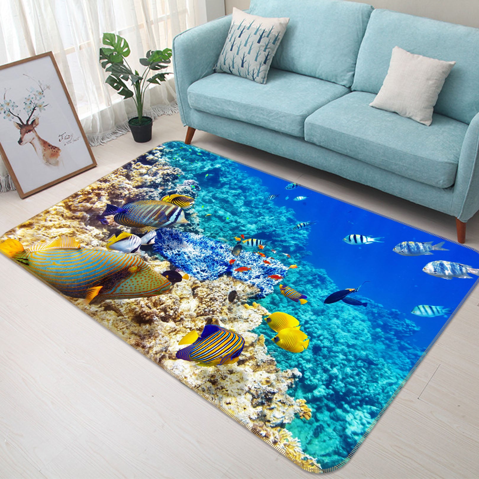 3D Seabed Fish 68140 Animal Non Slip Rug Mat
