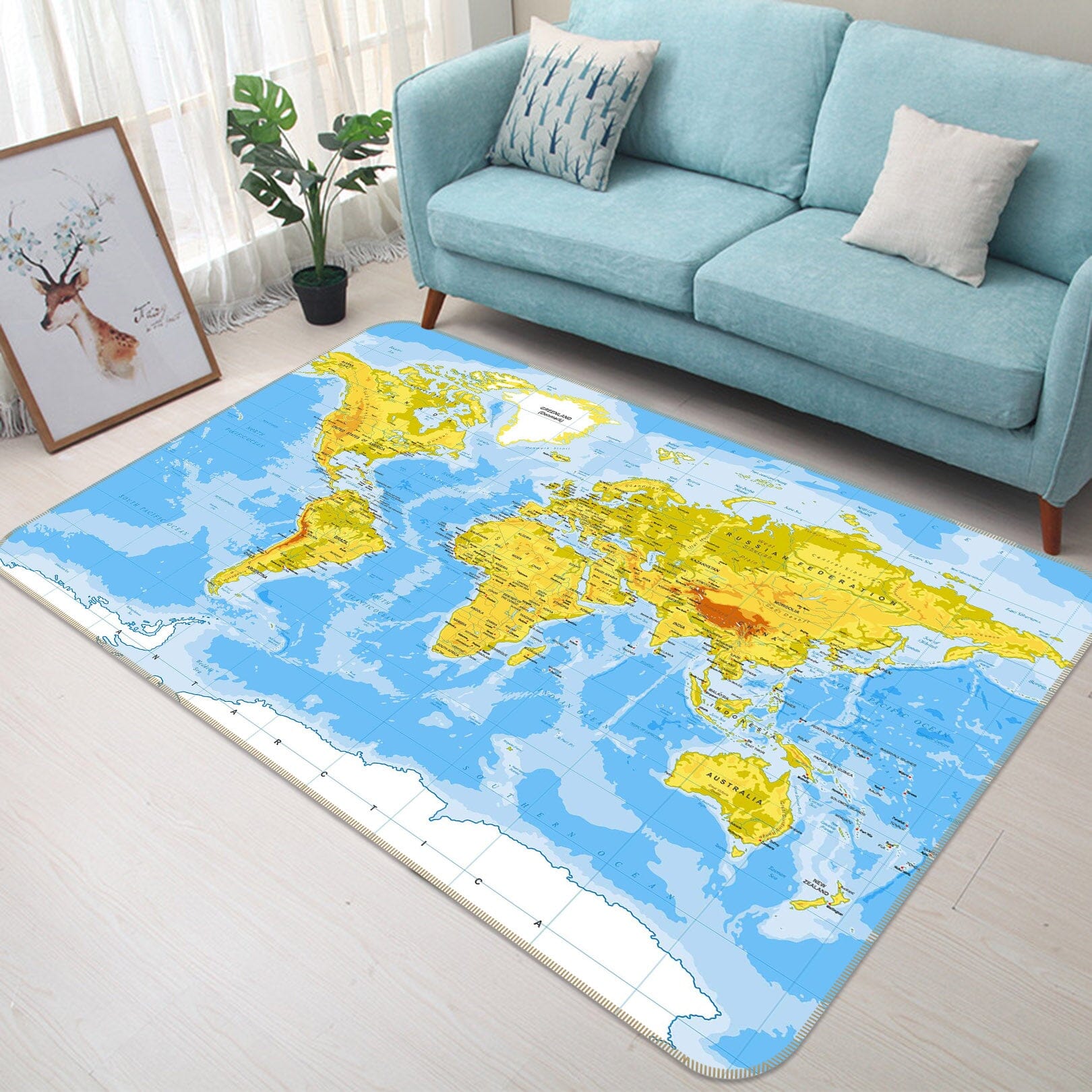 3D Green Land 291 World Map Non Slip Rug Mat Mat AJ Creativity Home