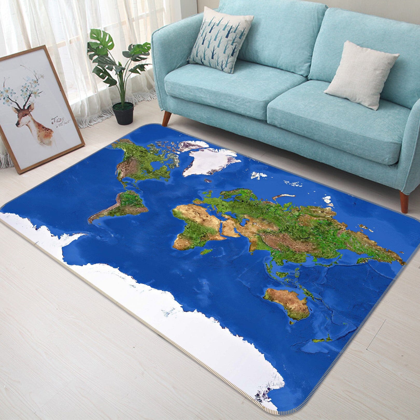 3D Island Forest 214 World Map Non Slip Rug Mat Mat AJ Creativity Home
