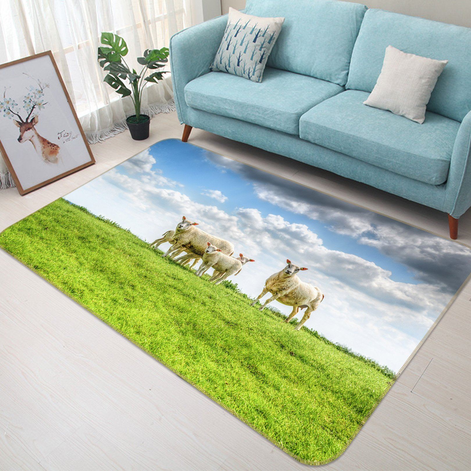 3D Qingqing Grassland Sheep 629 Animal Non Slip Rug Mat Mat AJ Creativity Home