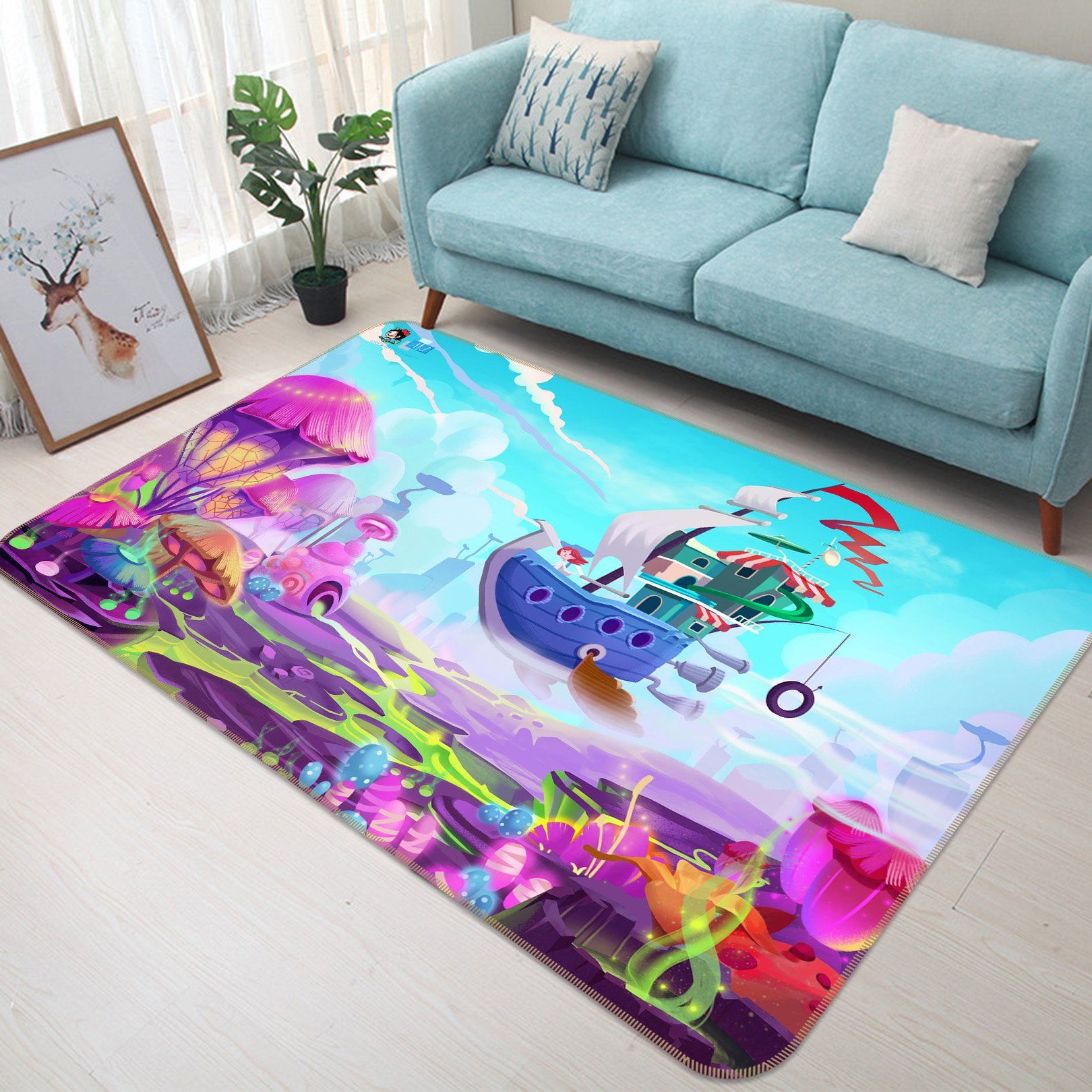 3D Cartoon Spaceship 405 Non Slip Rug Mat Mat AJ Creativity Home