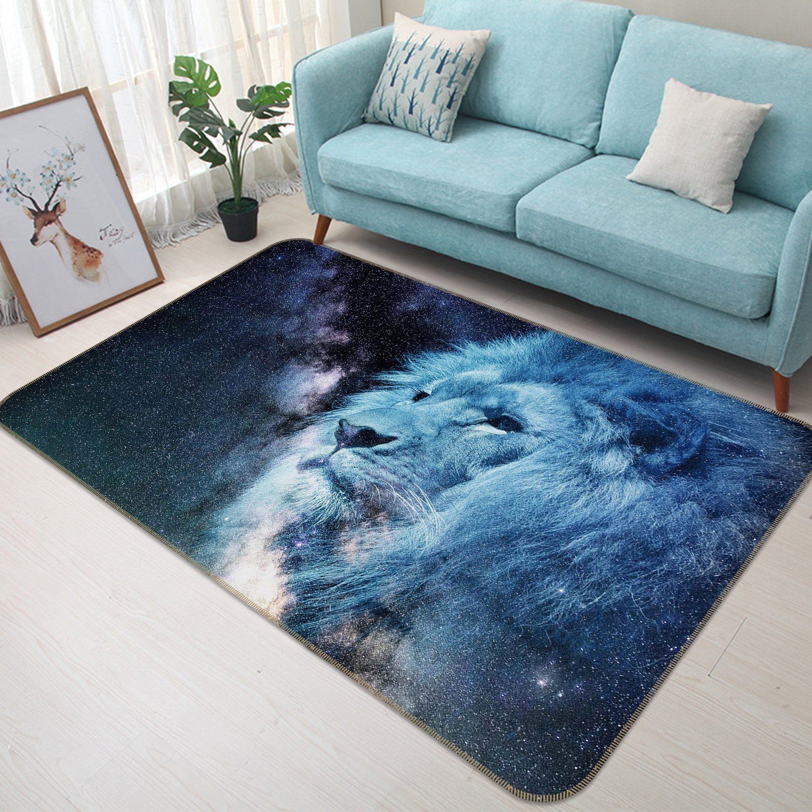 3D Night Lion 610 Animal Non Slip Rug Mat Mat AJ Creativity Home