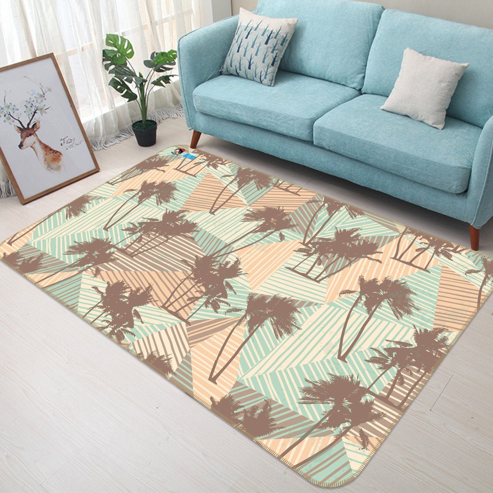 3D Coconut Tree Pattern 140 Non Slip Rug Mat Mat AJ Creativity Home